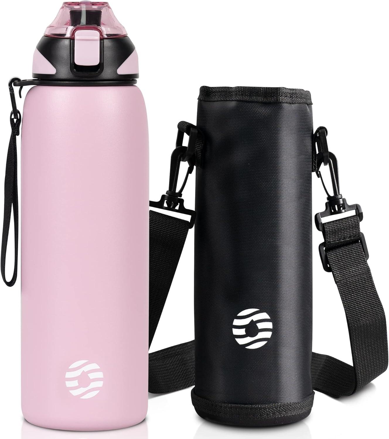 image:imageFJbottle Gourde en acier inoxydable de 1 l 800 ml 600 ml 400 ml sans BPA pour enfants bouteille deau antifuite thermos pour sport sport universit cole fitness extrieur vloRose