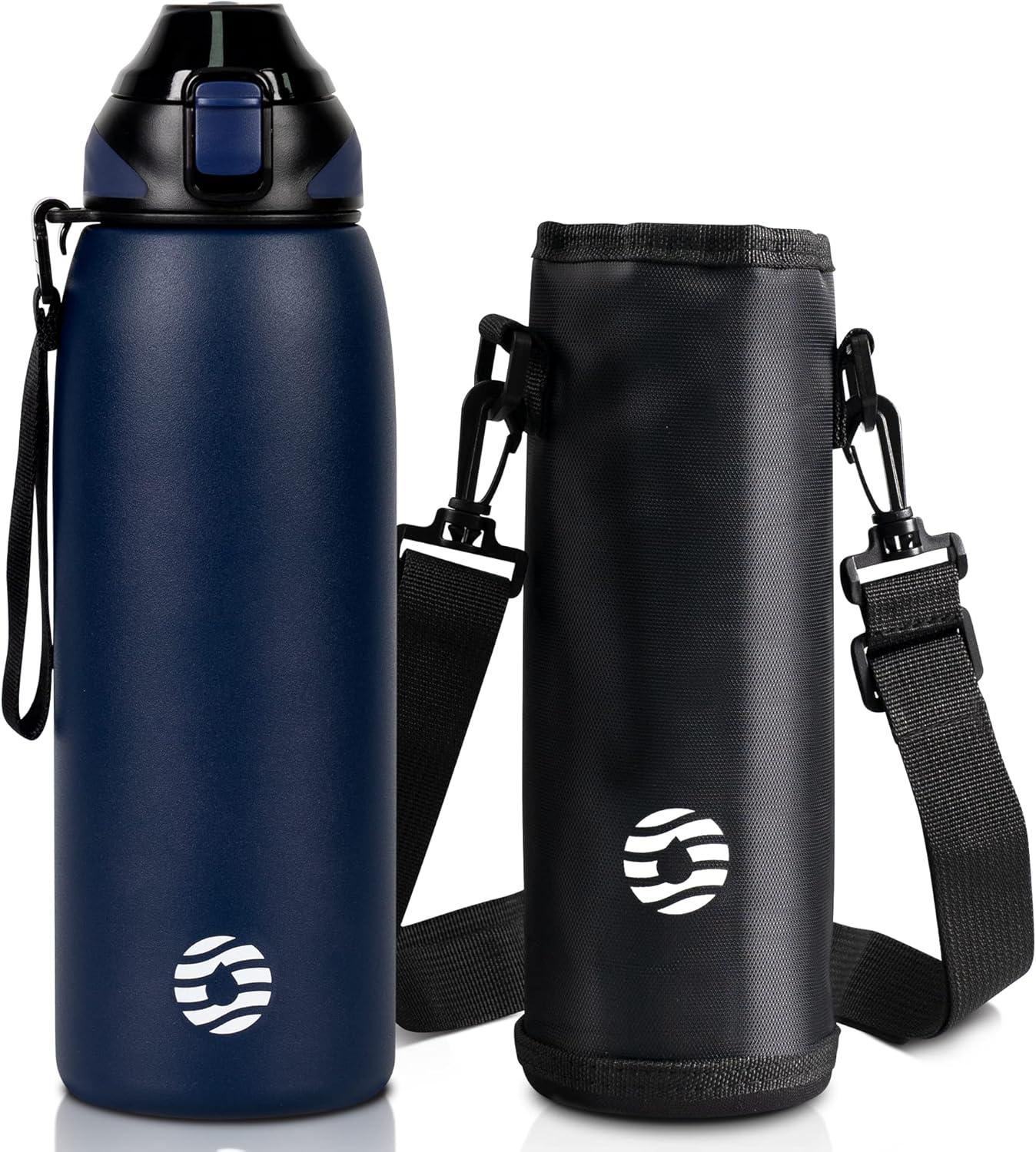 image:imageFJbottle Gourde en acier inoxydable de 1 l 800 ml 600 ml 400 ml sans BPA pour enfants bouteille deau antifuite thermos pour sport sport universit cole fitness extrieur vloBleu Fonc