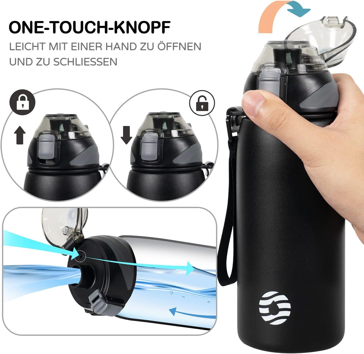 image:imageFJbottle Gourde en acier inoxydable de 1 l 800 ml 600 ml 400 ml sans BPA pour enfants bouteille deau antifuite thermos pour sport sport universit cole fitness extrieur vloNoir