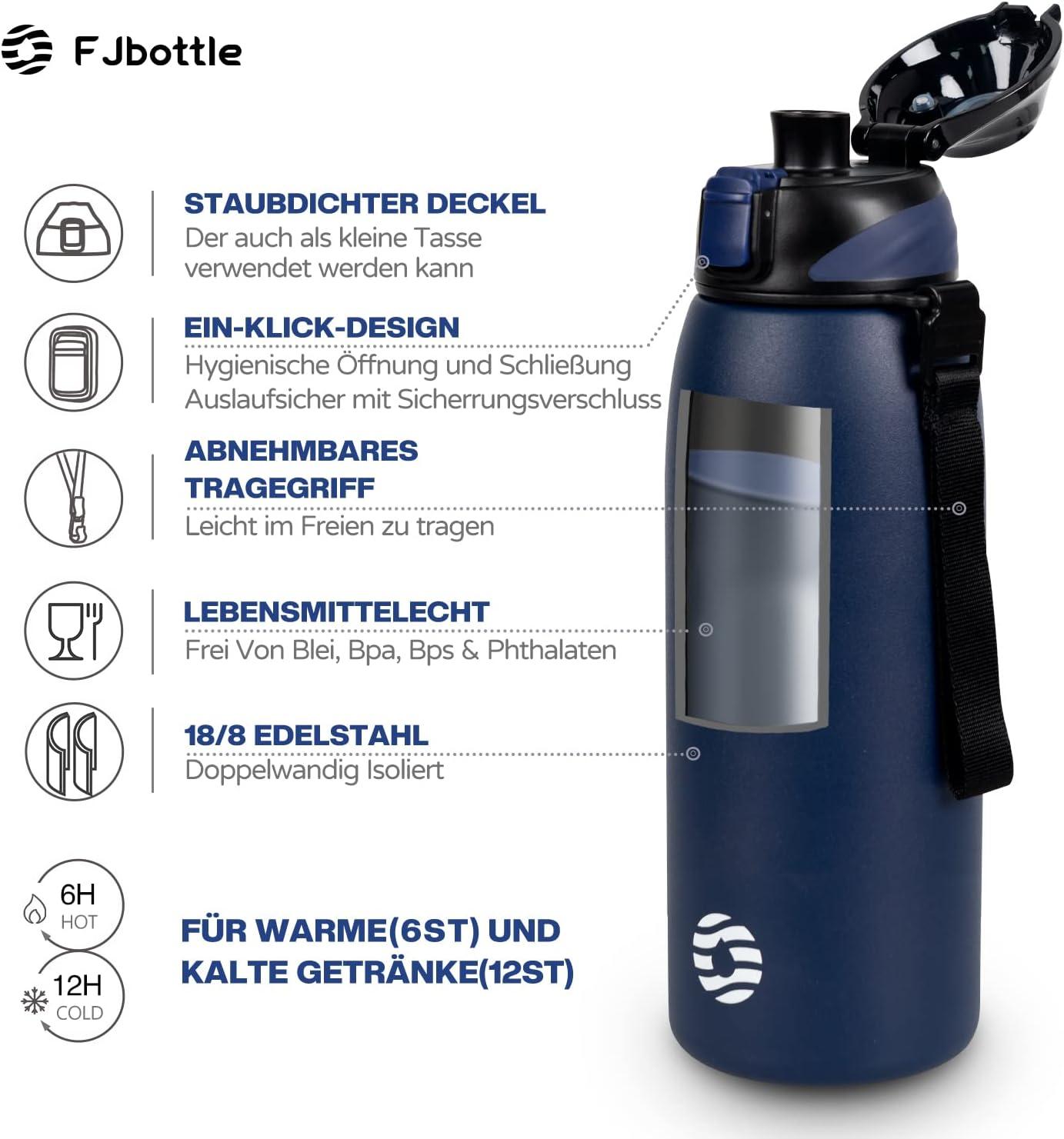 image:imageFJbottle Gourde en acier inoxydable de 1 l 800 ml 600 ml 400 ml sans BPA pour enfants bouteille deau antifuite thermos pour sport sport universit cole fitness extrieur vloBleu Fonc