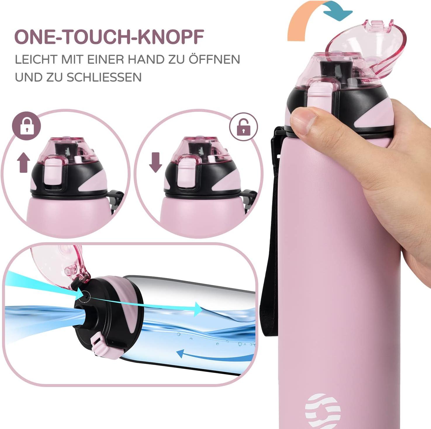 image:imageFJbottle Gourde en acier inoxydable de 1 l 800 ml 600 ml 400 ml sans BPA pour enfants bouteille deau antifuite thermos pour sport sport universit cole fitness extrieur vloRose
