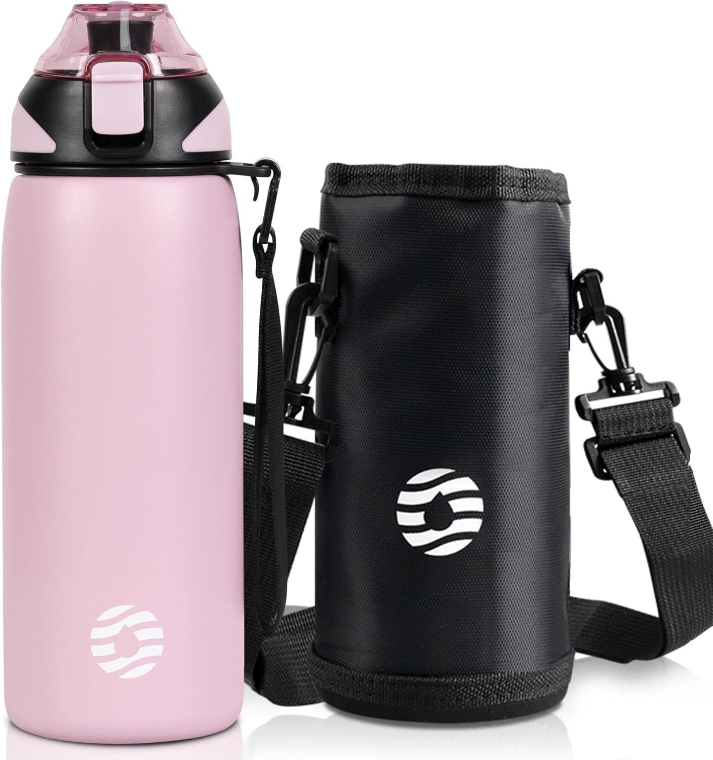 image:imageFJbottle Gourde en acier inoxydable de 1 l 800 ml 600 ml 400 ml sans BPA pour enfants bouteille deau antifuite thermos pour sport sport universit cole fitness extrieur vloRose