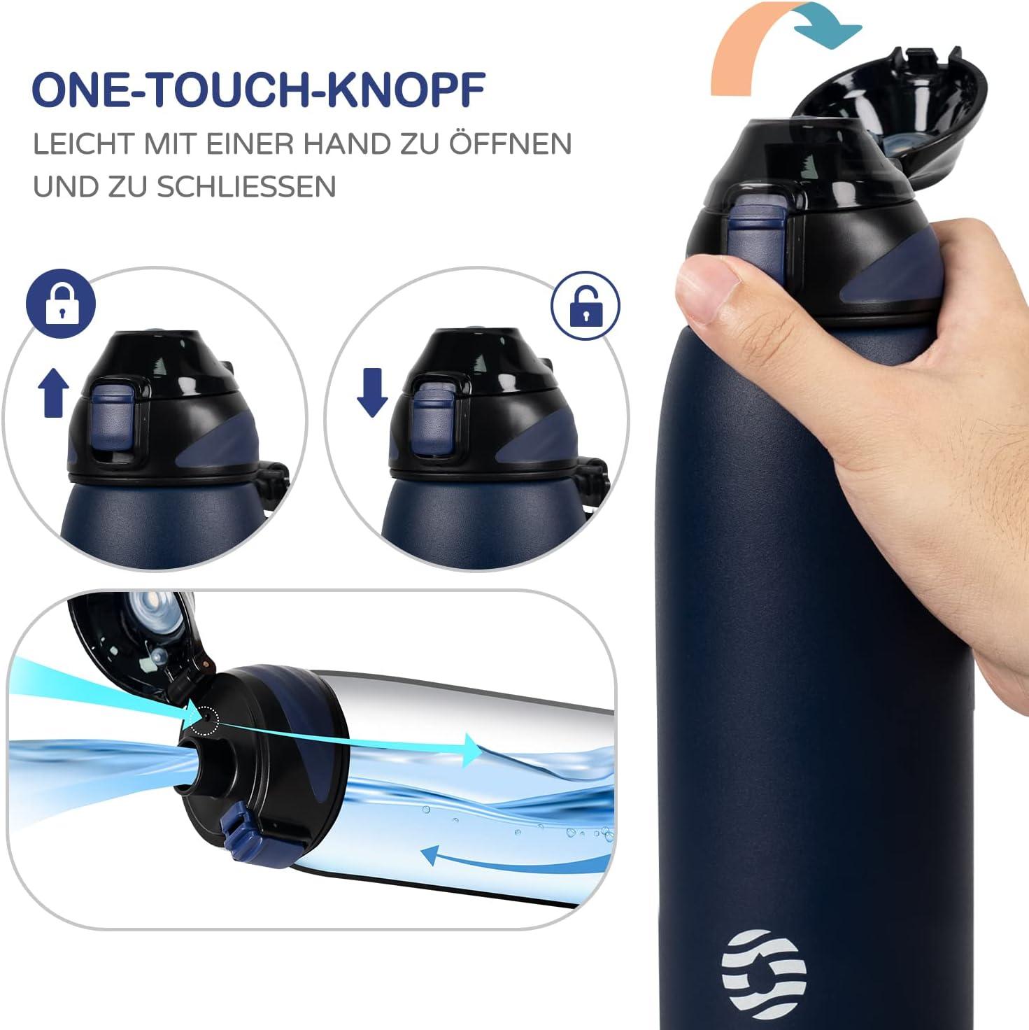 image:imageFJbottle Gourde en acier inoxydable de 1 l 800 ml 600 ml 400 ml sans BPA pour enfants bouteille deau antifuite thermos pour sport sport universit cole fitness extrieur vloBleu Fonc
