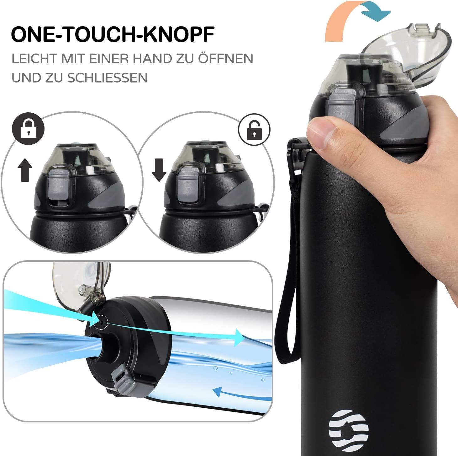 image:imageFJbottle Gourde en acier inoxydable de 1 l 800 ml 600 ml 400 ml sans BPA pour enfants bouteille deau antifuite thermos pour sport sport universit cole fitness extrieur vloNoir