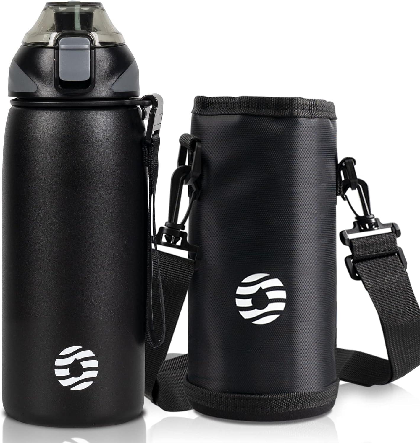 image:imageFJbottle Gourde en acier inoxydable de 1 l 800 ml 600 ml 400 ml sans BPA pour enfants bouteille deau antifuite thermos pour sport sport universit cole fitness extrieur vloNoir
