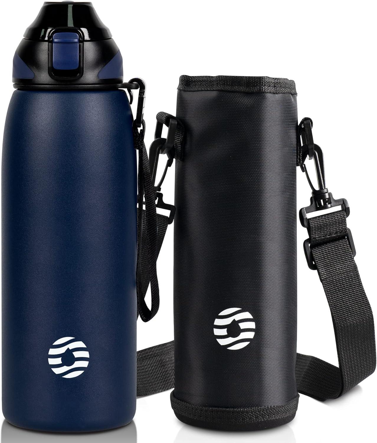 image:imageFJbottle Gourde en acier inoxydable de 1 l 800 ml 600 ml 400 ml sans BPA pour enfants bouteille deau antifuite thermos pour sport sport universit cole fitness extrieur vloBleu Fonc
