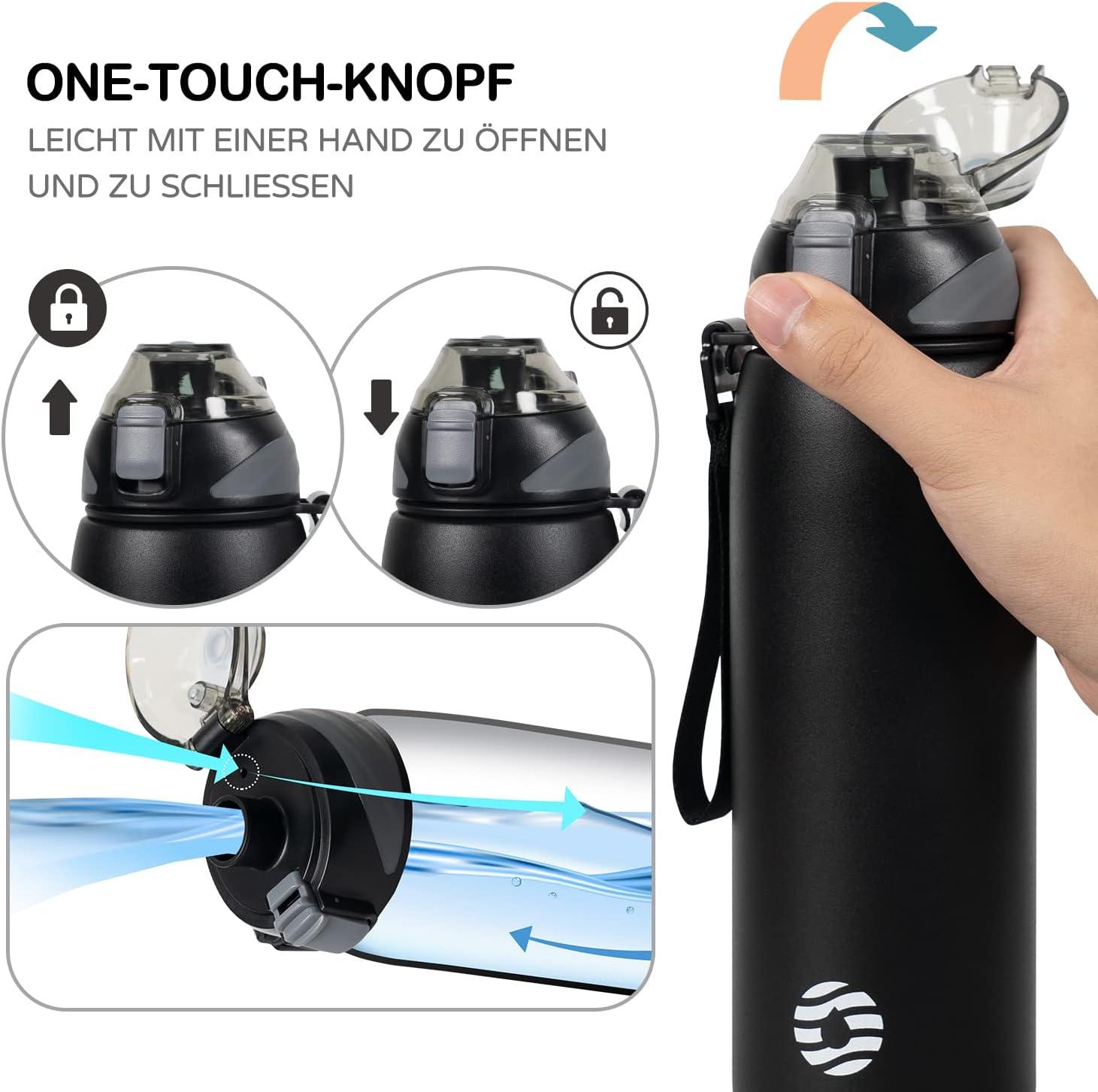 image:imageFJbottle Gourde en acier inoxydable de 1 l 800 ml 600 ml 400 ml sans BPA pour enfants bouteille deau antifuite thermos pour sport sport universit cole fitness extrieur vloNoir
