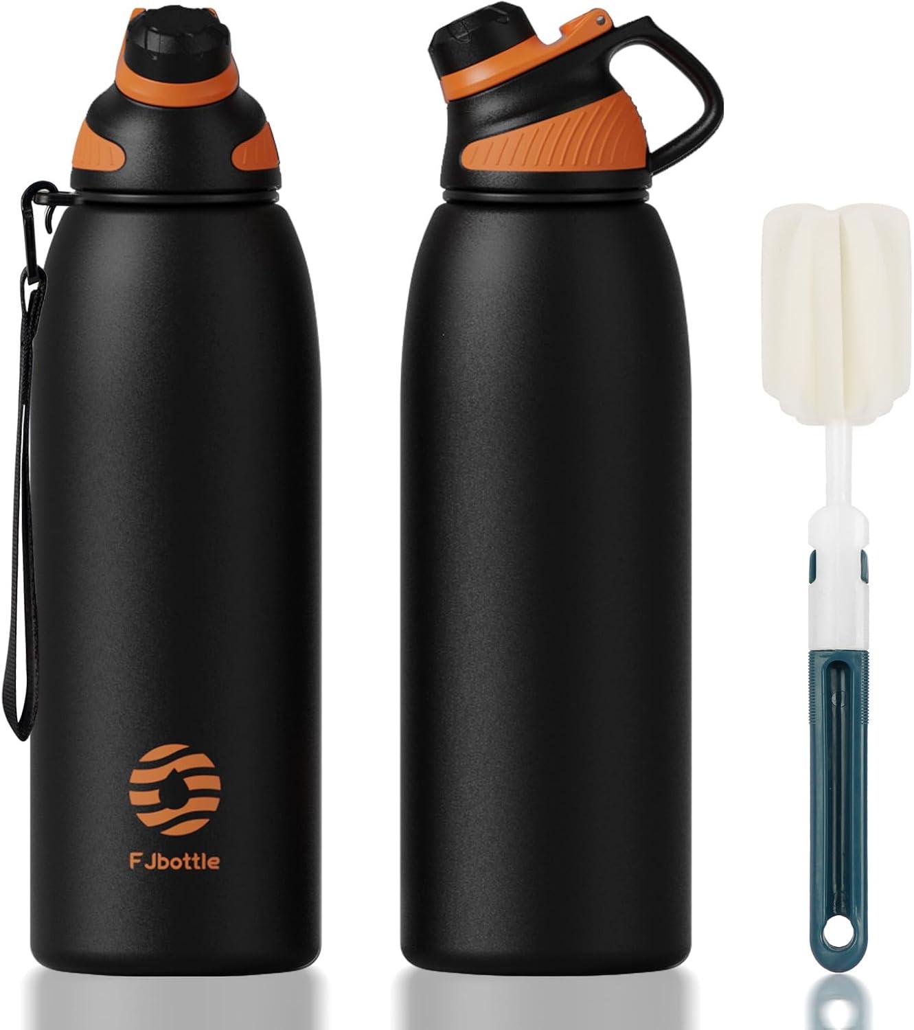 image:imageFjbottle Gourde Isotherme avec Couvercle Magntique 400ml600ml800ml1L15L Bouteille Isotherme tanche sans BPA Gourde Inox Bouche Standard Gourde Enfant pour Sport Gym VoyageNoir