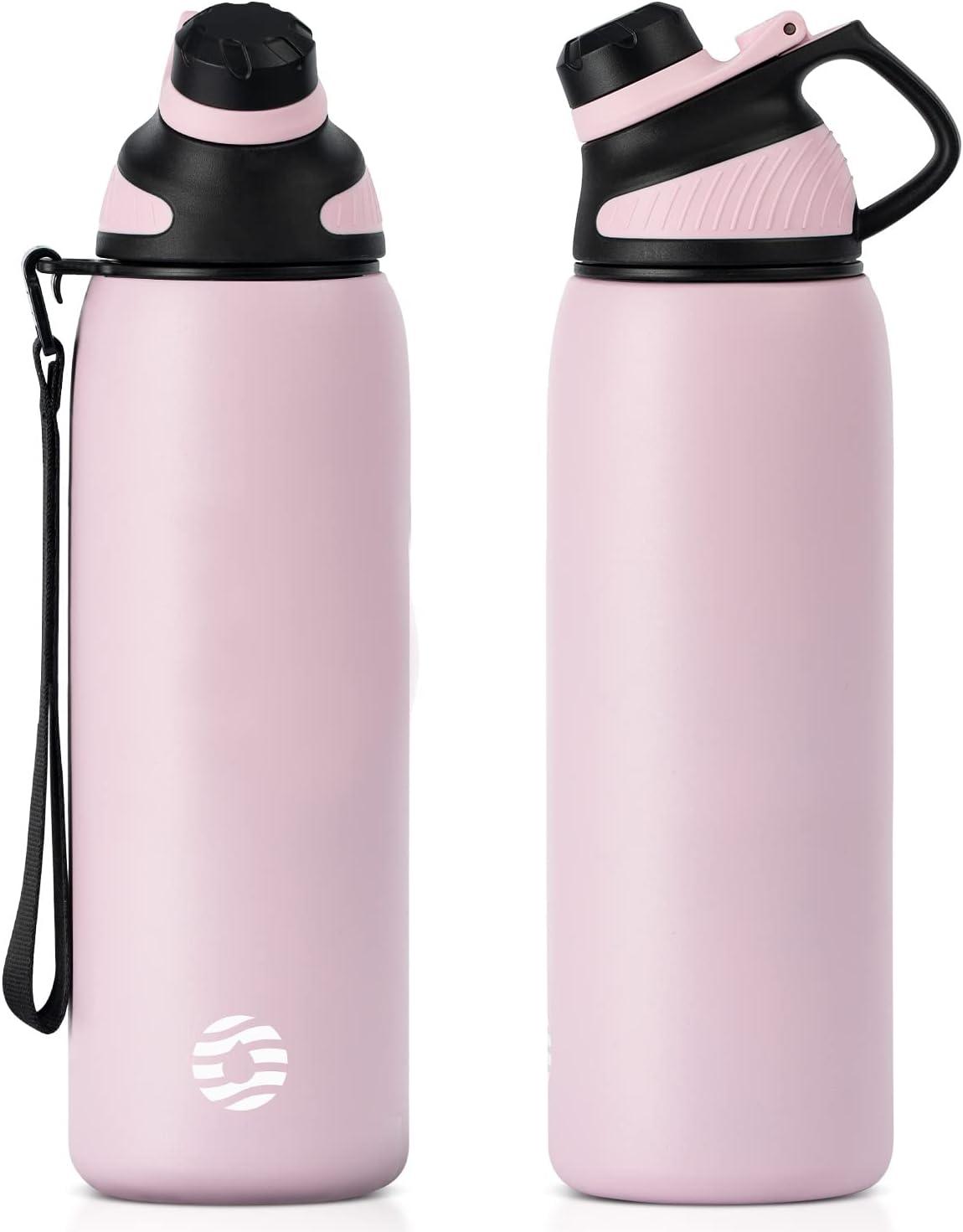 image:imageFjbottle Gourde Isotherme avec Couvercle Magntique 400ml600ml800ml1L15L Bouteille Isotherme tanche sans BPA Gourde Inox Bouche Standard Gourde Enfant pour Sport Gym VoyageRose