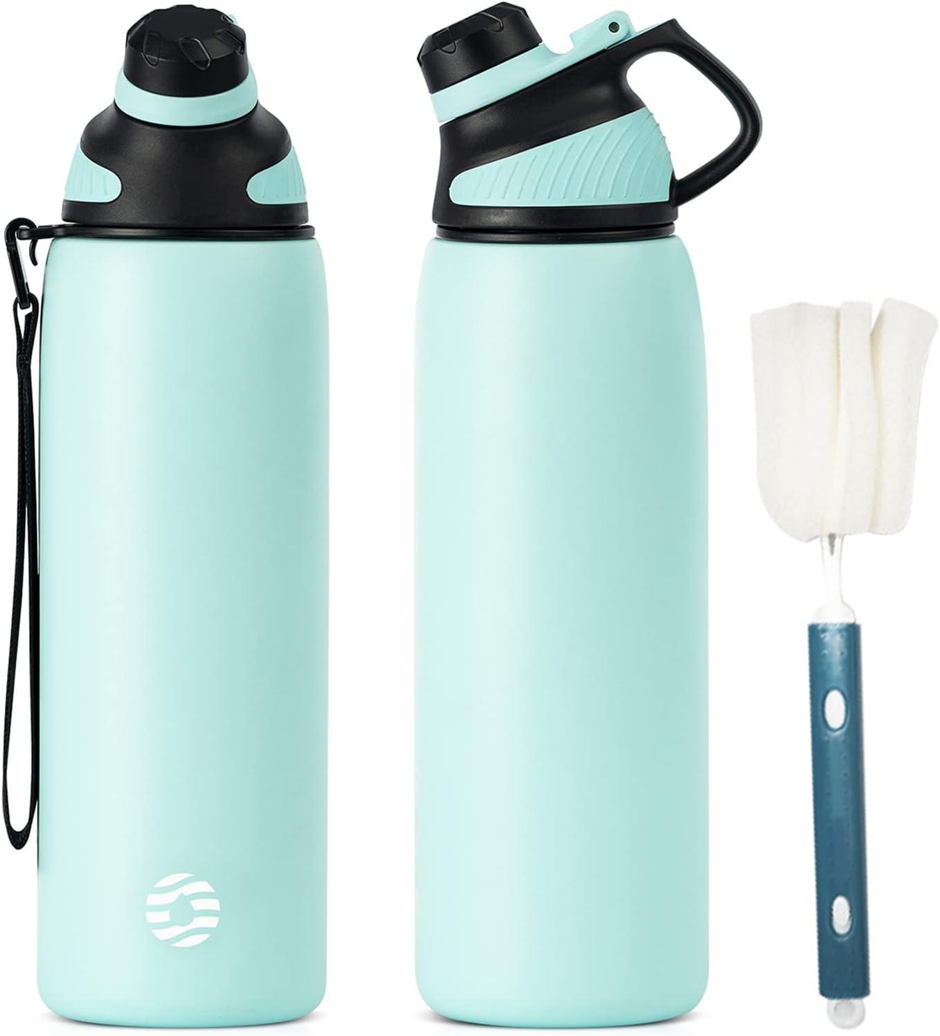 image:imageFjbottle Gourde Isotherme avec Couvercle Magntique 400ml600ml800ml1L15L Bouteille Isotherme tanche sans BPA Gourde Inox Bouche Standard Gourde Enfant pour Sport Gym VoyageMenthe Verte