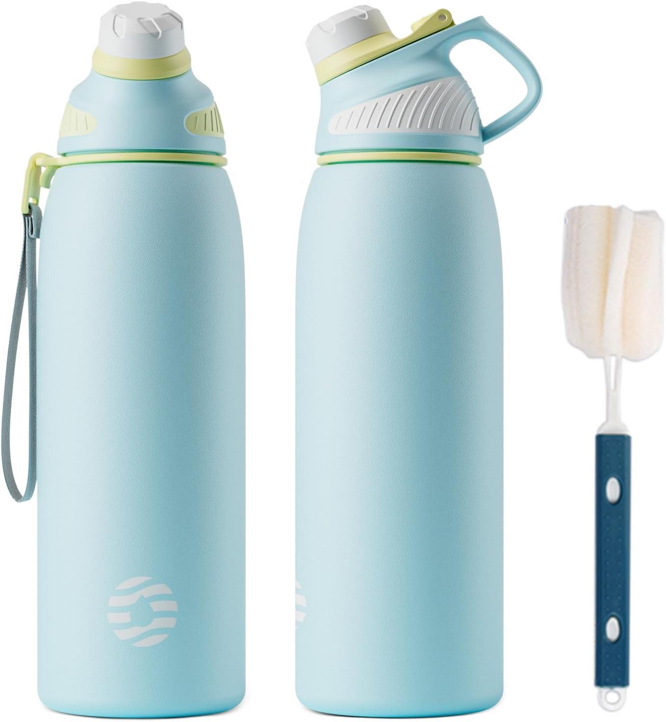 image:imageFjbottle Gourde Isotherme avec Couvercle Magntique 400ml600ml800ml1L15L Bouteille Isotherme tanche sans BPA Gourde Inox Bouche Standard Gourde Enfant pour Sport Gym VoyageBleu Ciel