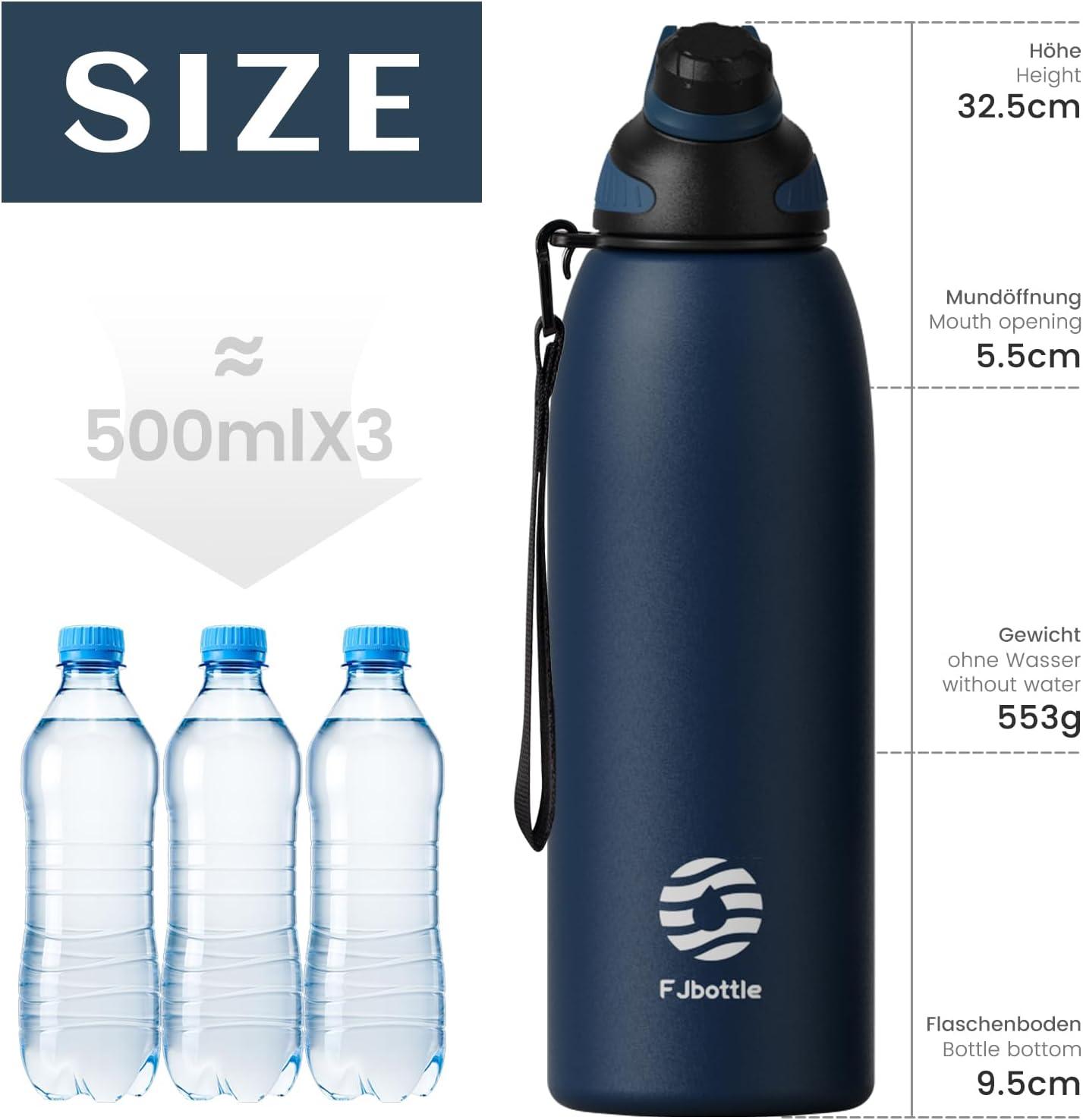 image:imageFjbottle Gourde Isotherme avec Couvercle Magntique 400ml600ml800ml1L15L Bouteille Isotherme tanche sans BPA Gourde Inox Bouche Standard Gourde Enfant pour Sport Gym VoyageBleu