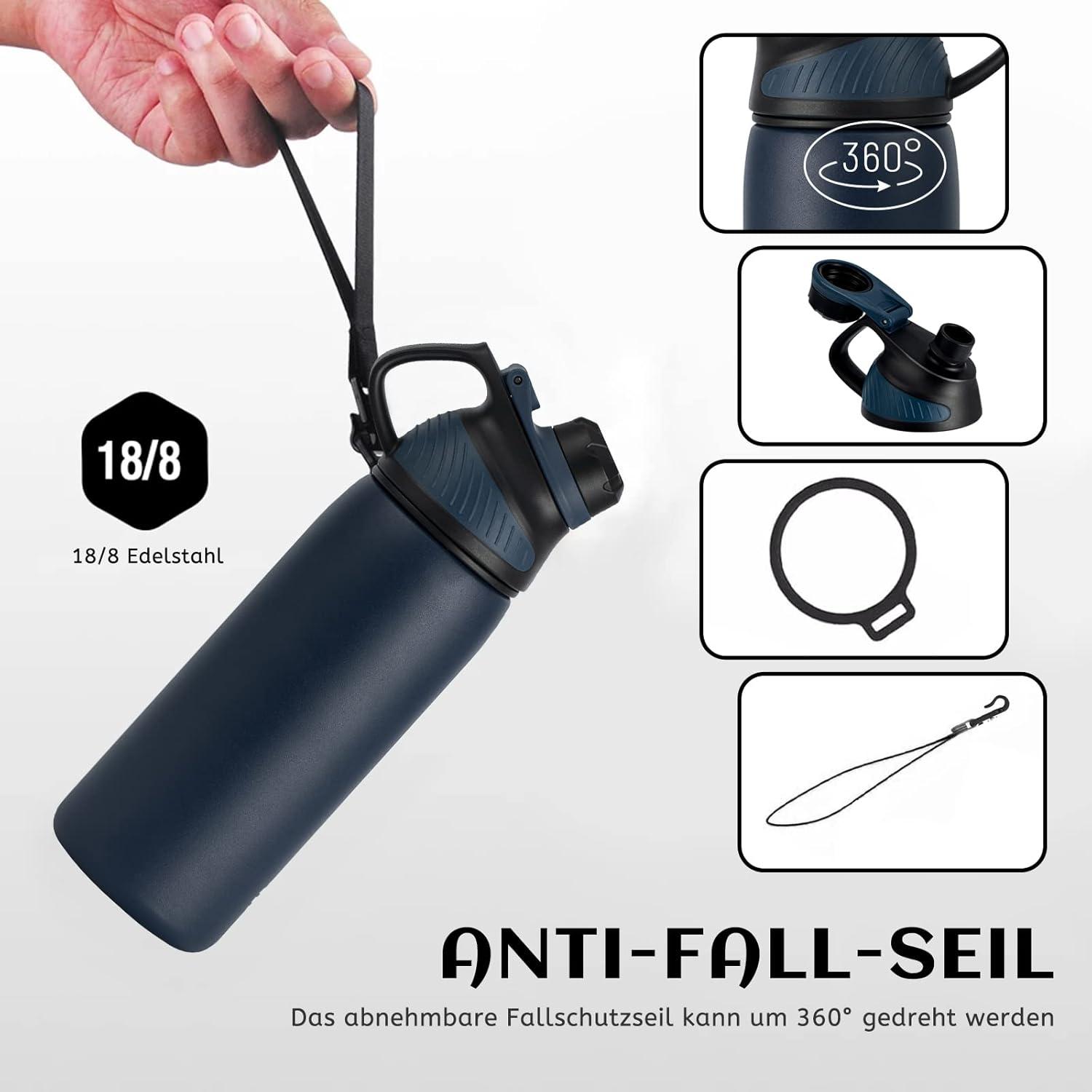 image:imageFjbottle Gourde Isotherme avec Couvercle Magntique 400ml600ml800ml1L15L Bouteille Isotherme tanche sans BPA Gourde Inox Bouche Standard Gourde Enfant pour Sport Gym VoyageBleu