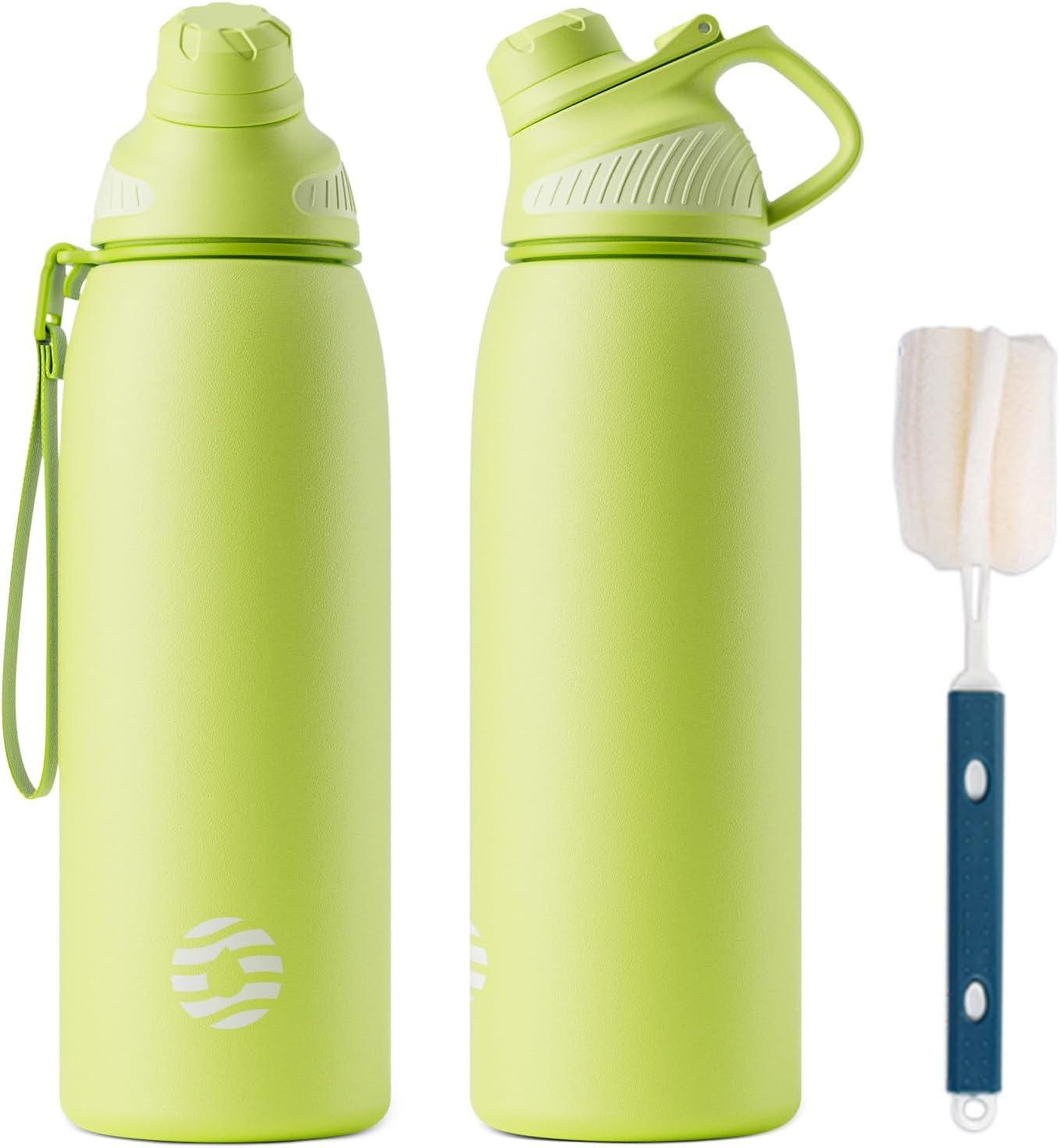 image:imageFjbottle Gourde Isotherme avec Couvercle Magntique 400ml600ml800ml1L15L Bouteille Isotherme tanche sans BPA Gourde Inox Bouche Standard Gourde Enfant pour Sport Gym VoyageVert Fluorescent