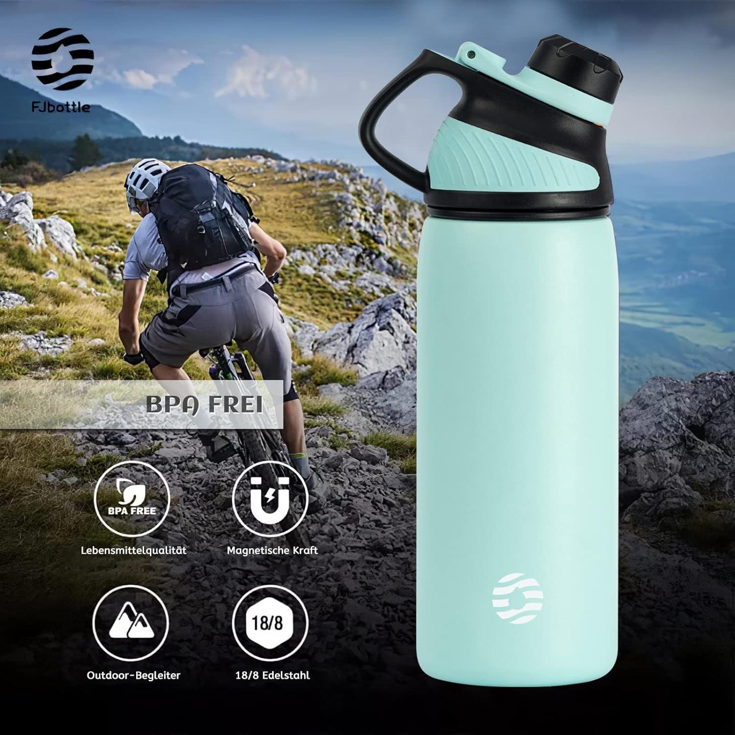 image:imageFjbottle Gourde Isotherme avec Couvercle Magntique 400ml600ml800ml1L15L Bouteille Isotherme tanche sans BPA Gourde Inox Bouche Standard Gourde Enfant pour Sport Gym VoyageMenthe Verte