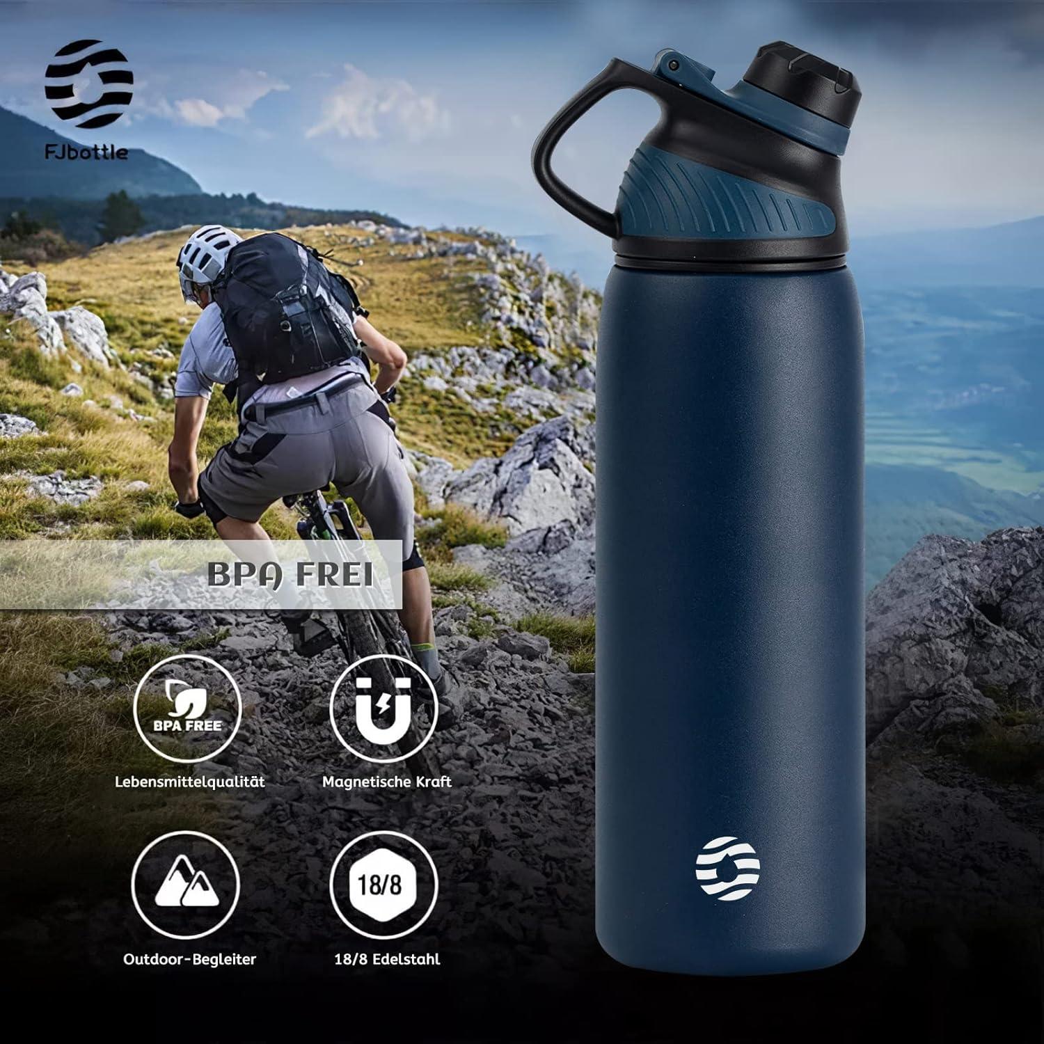 image:imageFjbottle Gourde Isotherme avec Couvercle Magntique 400ml600ml800ml1L15L Bouteille Isotherme tanche sans BPA Gourde Inox Bouche Standard Gourde Enfant pour Sport Gym VoyageBleu