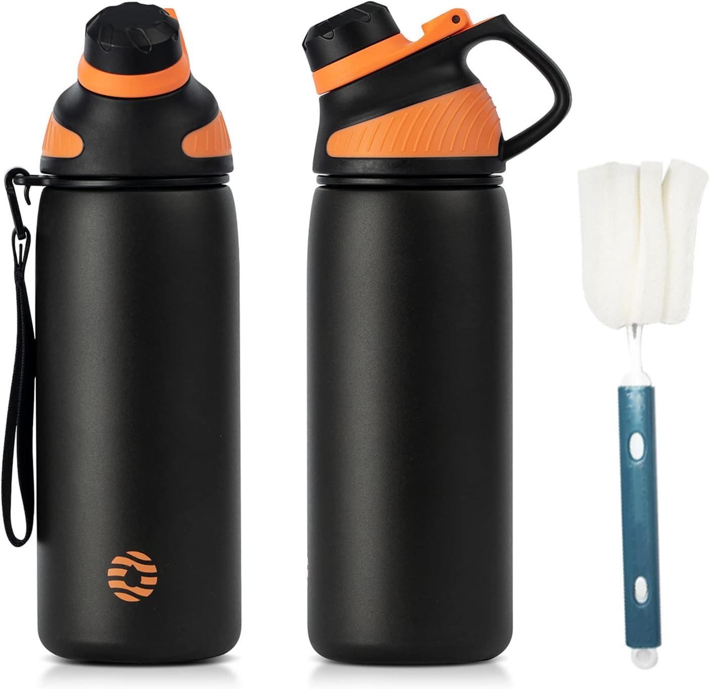 image:imageFjbottle Gourde Isotherme avec Couvercle Magntique 400ml600ml800ml1L15L Bouteille Isotherme tanche sans BPA Gourde Inox Bouche Standard Gourde Enfant pour Sport Gym VoyageNoir