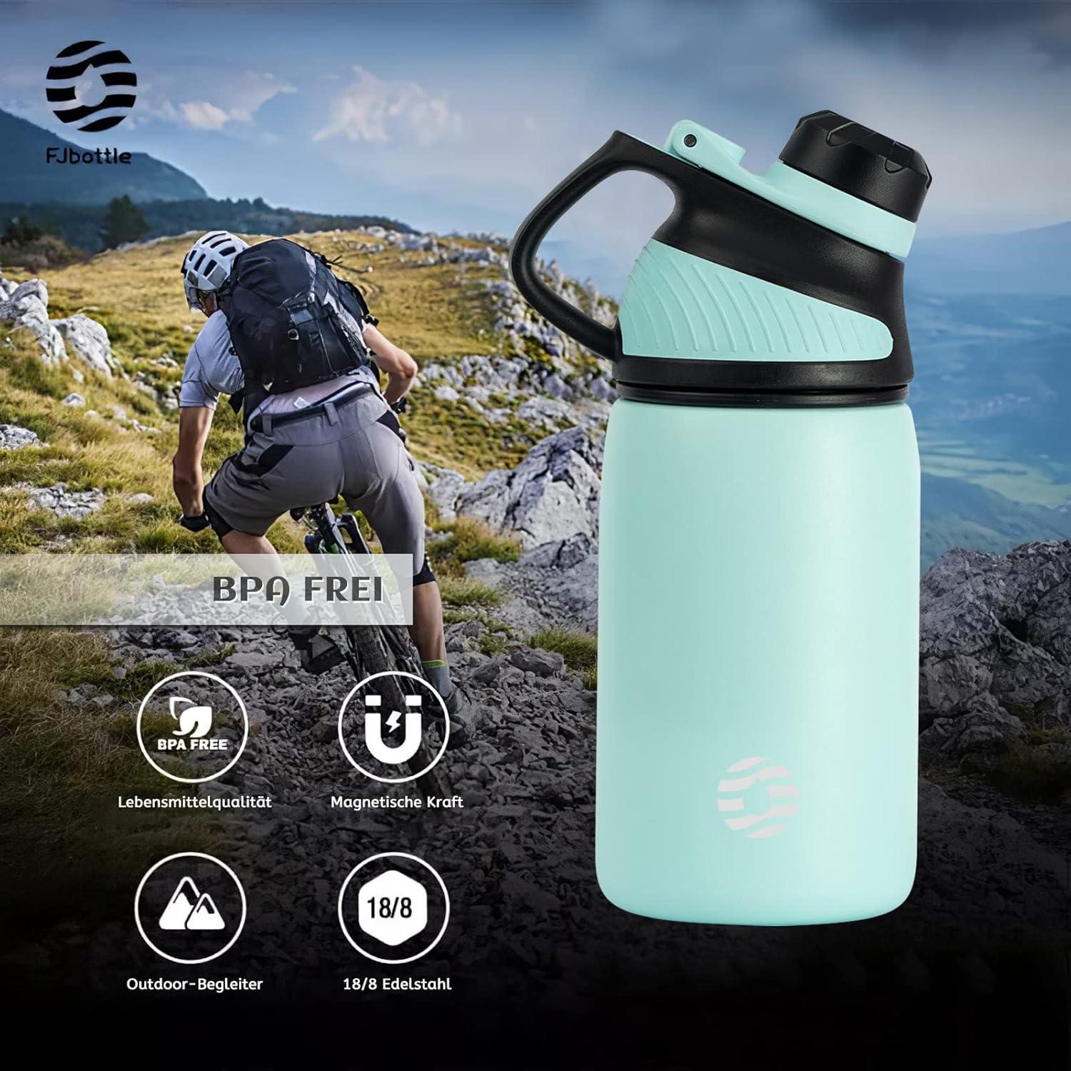 image:imageFjbottle Gourde Isotherme avec Couvercle Magntique 400ml600ml800ml1L15L Bouteille Isotherme tanche sans BPA Gourde Inox Bouche Standard Gourde Enfant pour Sport Gym VoyageMenthe Verte