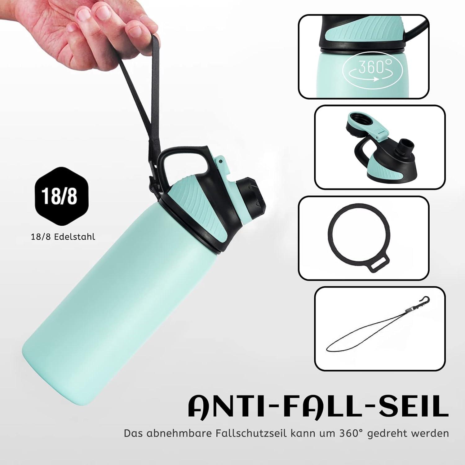 image:imageFjbottle Gourde Isotherme avec Couvercle Magntique 400ml600ml800ml1L15L Bouteille Isotherme tanche sans BPA Gourde Inox Bouche Standard Gourde Enfant pour Sport Gym VoyageMenthe Verte