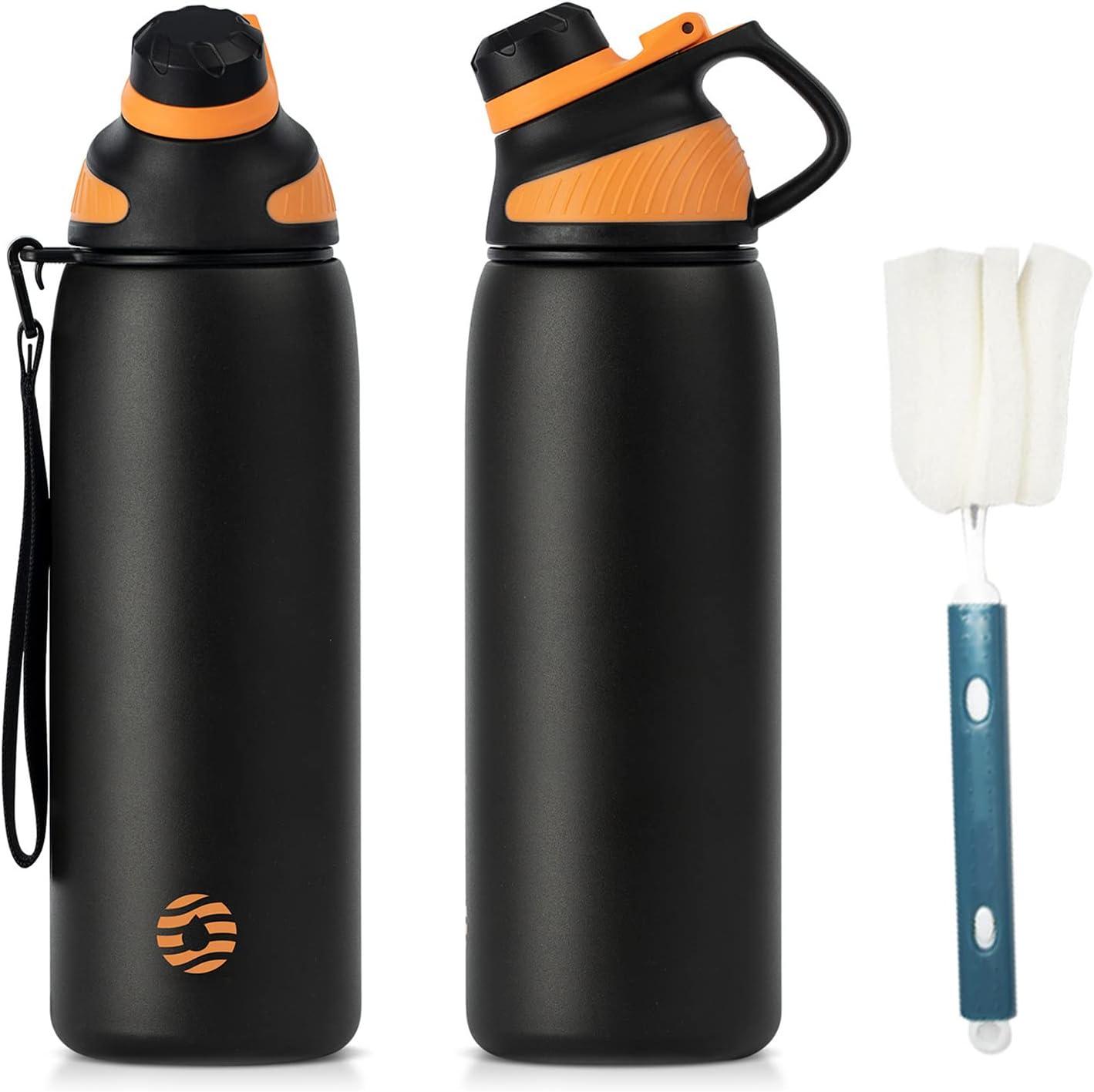 image:imageFjbottle Gourde Isotherme avec Couvercle Magntique 400ml600ml800ml1L15L Bouteille Isotherme tanche sans BPA Gourde Inox Bouche Standard Gourde Enfant pour Sport Gym VoyageNoir