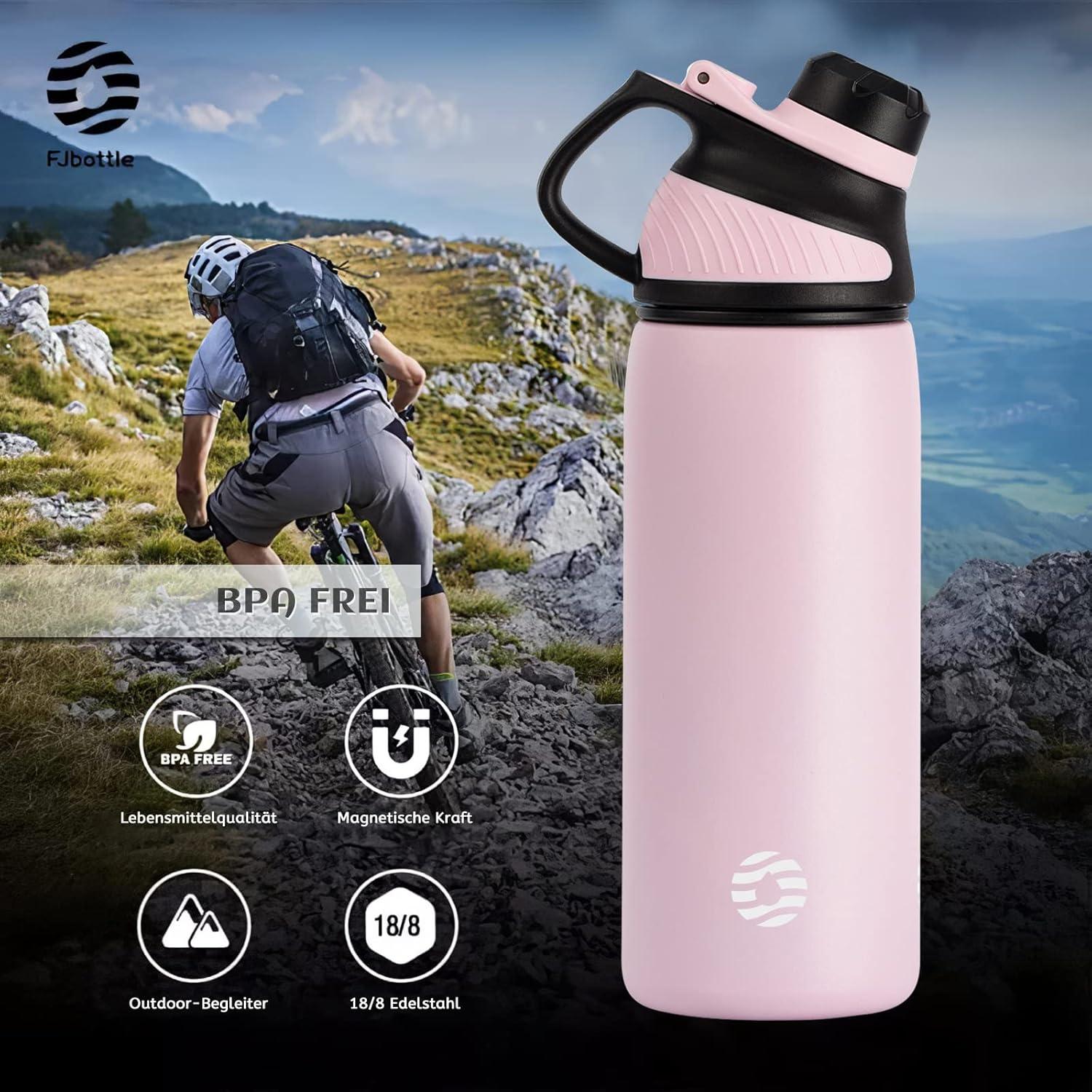 image:imageFjbottle Gourde Isotherme avec Couvercle Magntique 400ml600ml800ml1L15L Bouteille Isotherme tanche sans BPA Gourde Inox Bouche Standard Gourde Enfant pour Sport Gym VoyageRose