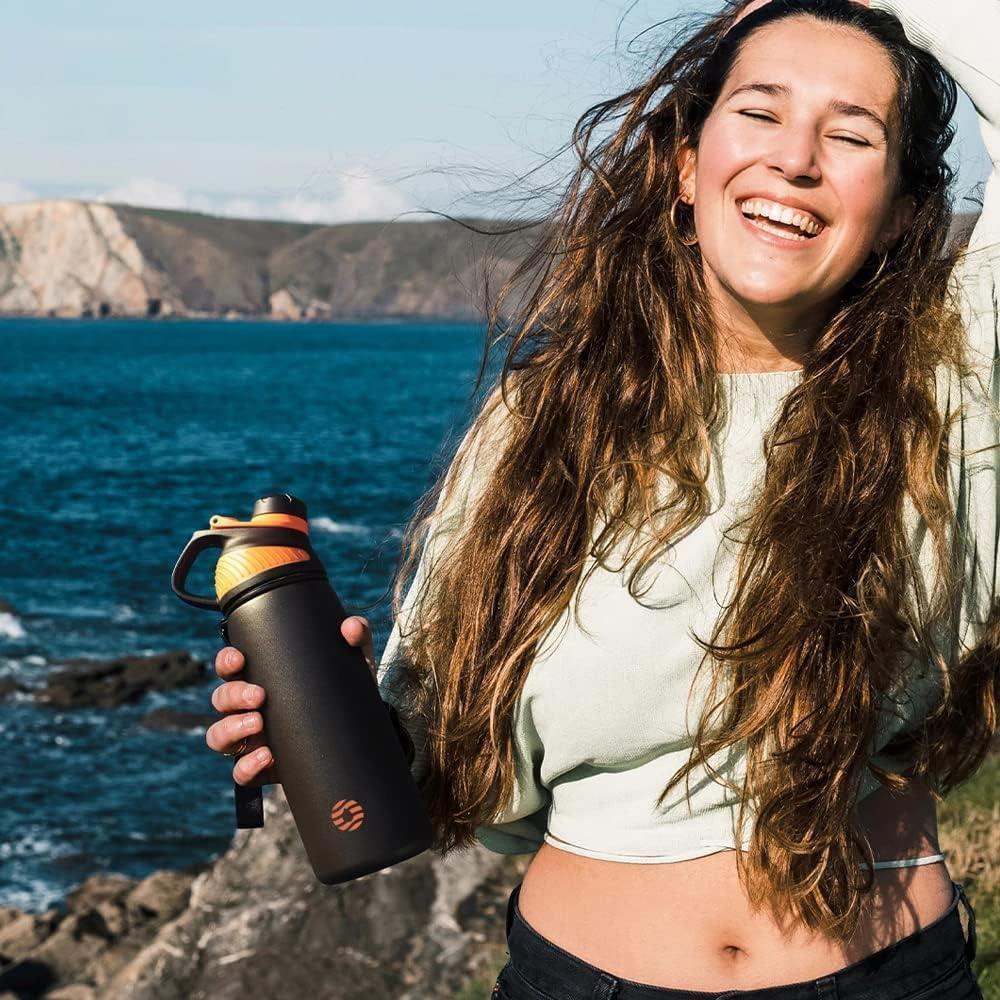 image:imageFjbottle Gourde Isotherme avec Couvercle Magntique 400ml600ml800ml1L15L Bouteille Isotherme tanche sans BPA Gourde Inox Bouche Standard Gourde Enfant pour Sport Gym VoyageBleu