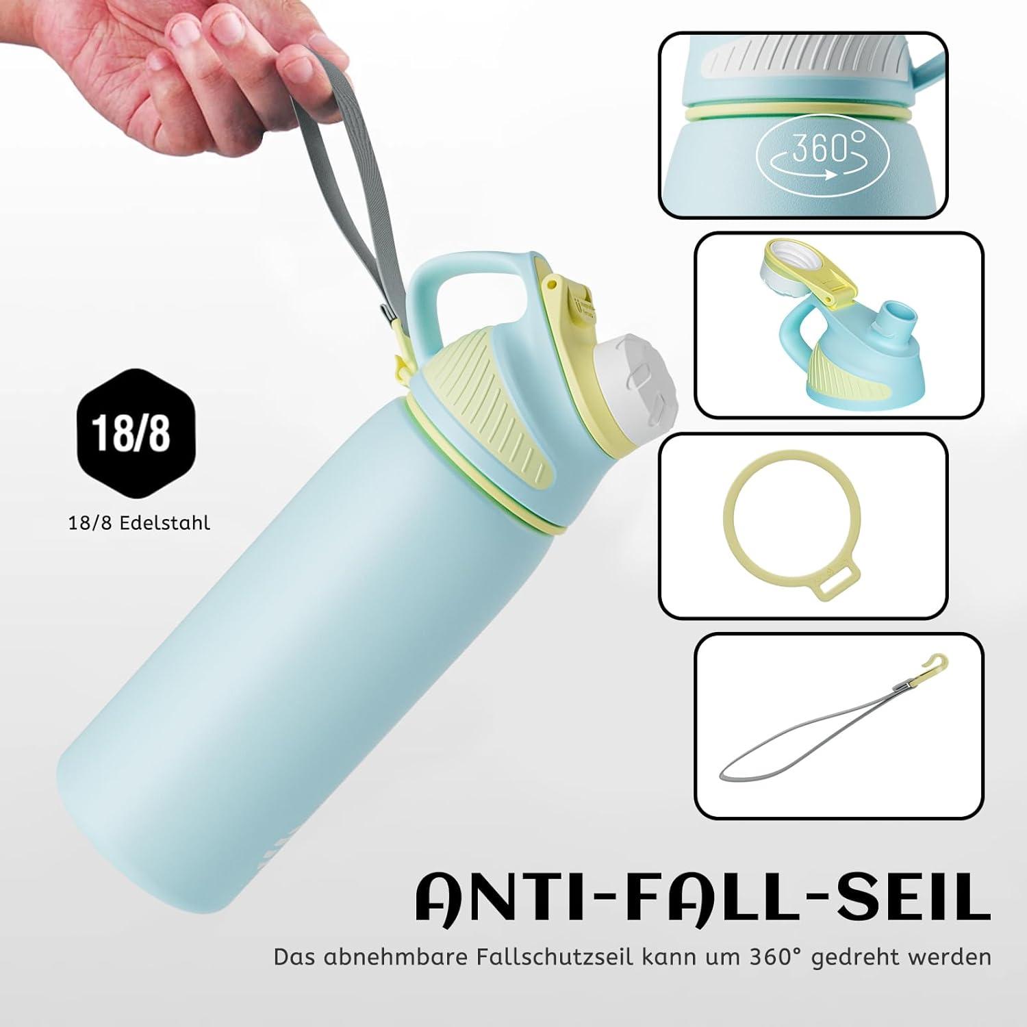 image:imageFjbottle Gourde Isotherme avec Couvercle Magntique 400ml600ml800ml1L15L Bouteille Isotherme tanche sans BPA Gourde Inox Bouche Standard Gourde Enfant pour Sport Gym VoyageBleu Ciel