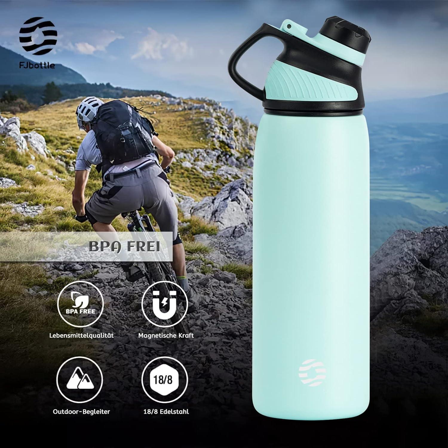 image:imageFjbottle Gourde Isotherme avec Couvercle Magntique 400ml600ml800ml1L15L Bouteille Isotherme tanche sans BPA Gourde Inox Bouche Standard Gourde Enfant pour Sport Gym VoyageMenthe Verte