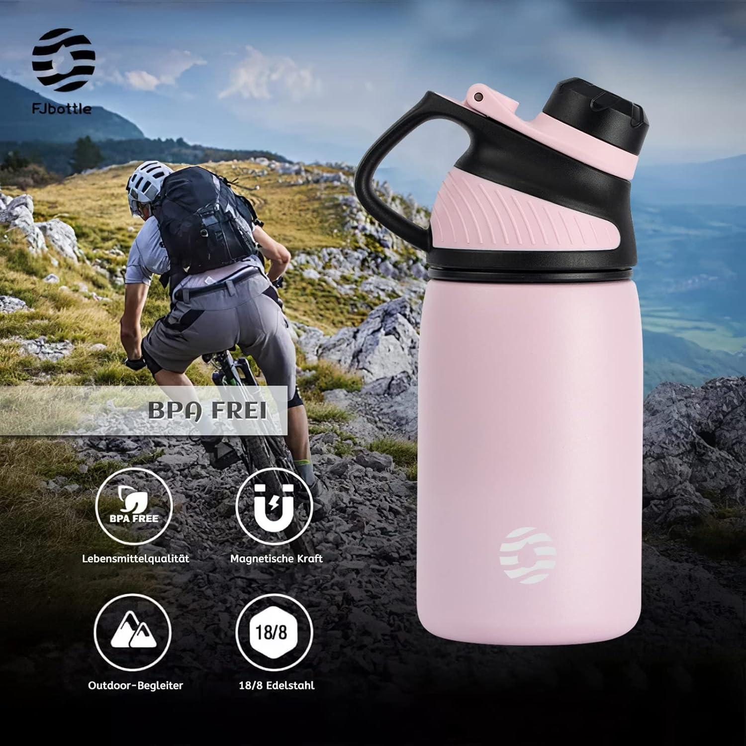 image:imageFjbottle Gourde Isotherme avec Couvercle Magntique 400ml600ml800ml1L15L Bouteille Isotherme tanche sans BPA Gourde Inox Bouche Standard Gourde Enfant pour Sport Gym VoyageRose