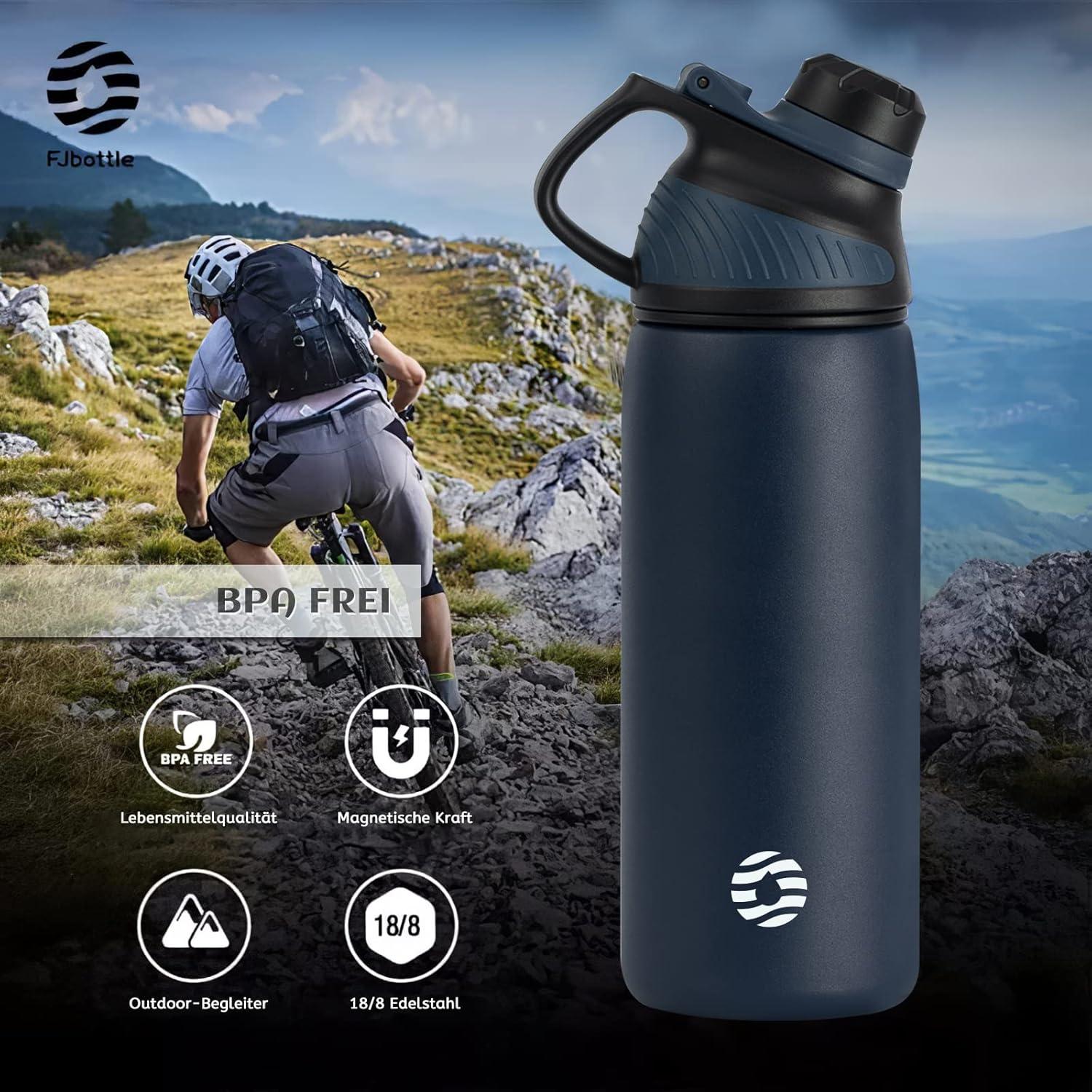 image:imageFjbottle Gourde Isotherme avec Couvercle Magntique 400ml600ml800ml1L15L Bouteille Isotherme tanche sans BPA Gourde Inox Bouche Standard Gourde Enfant pour Sport Gym VoyageBleu