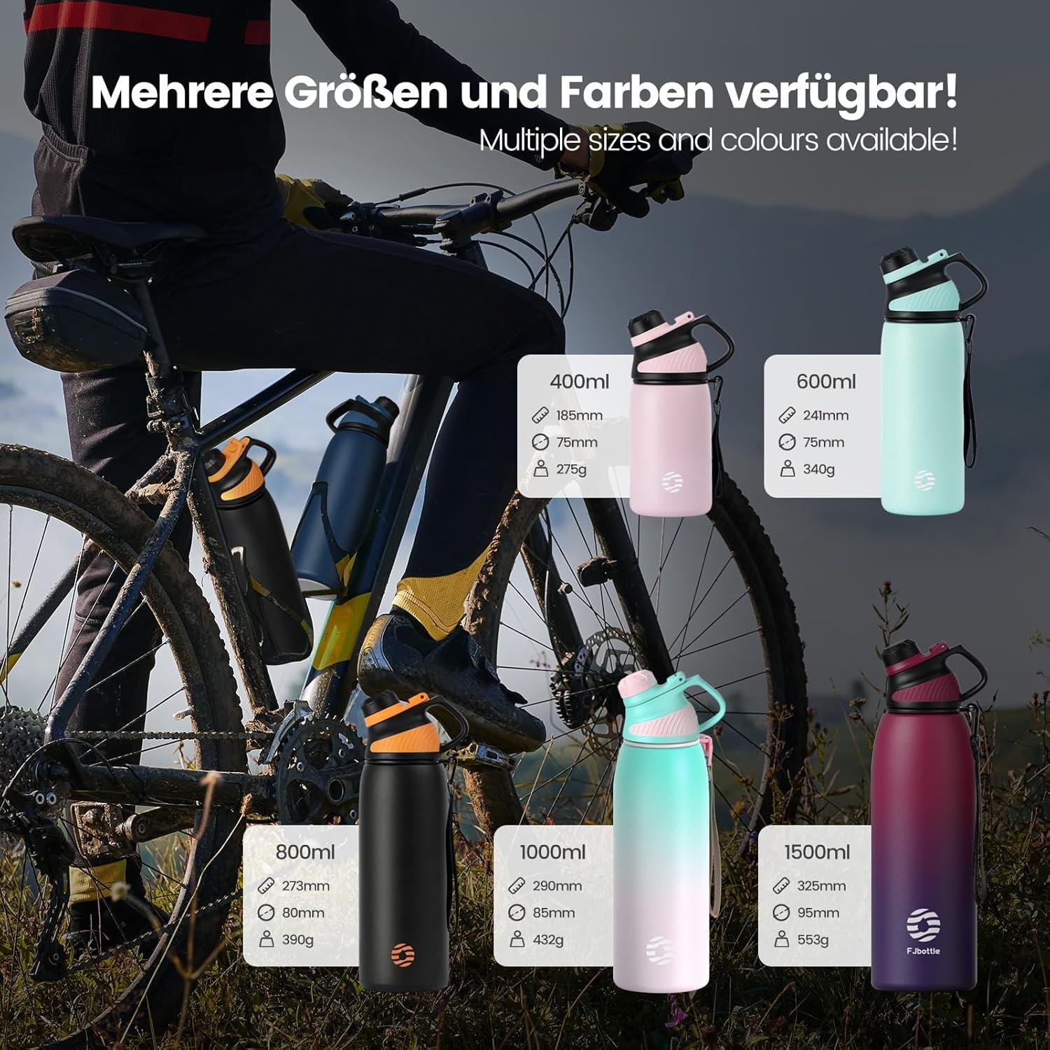 image:imageFjbottle Gourde Isotherme avec Couvercle Magntique 400ml600ml800ml1L15L Bouteille Isotherme tanche sans BPA Gourde Inox Bouche Standard Gourde Enfant pour Sport Gym VoyageRose