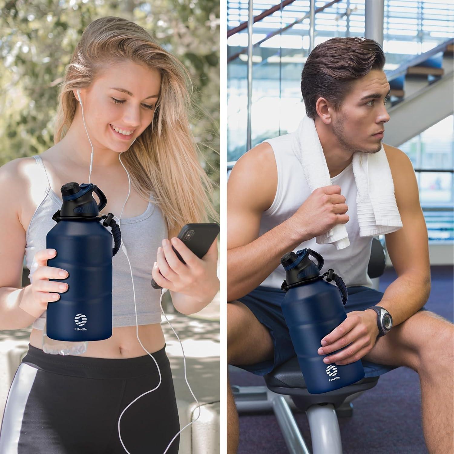image:imageFjbottle Gourde Isotherme avec Couvercle Magntique 400ml600ml800ml1L15L Bouteille Isotherme tanche sans BPA Gourde Inox Bouche Standard Gourde Enfant pour Sport Gym VoyageBleu