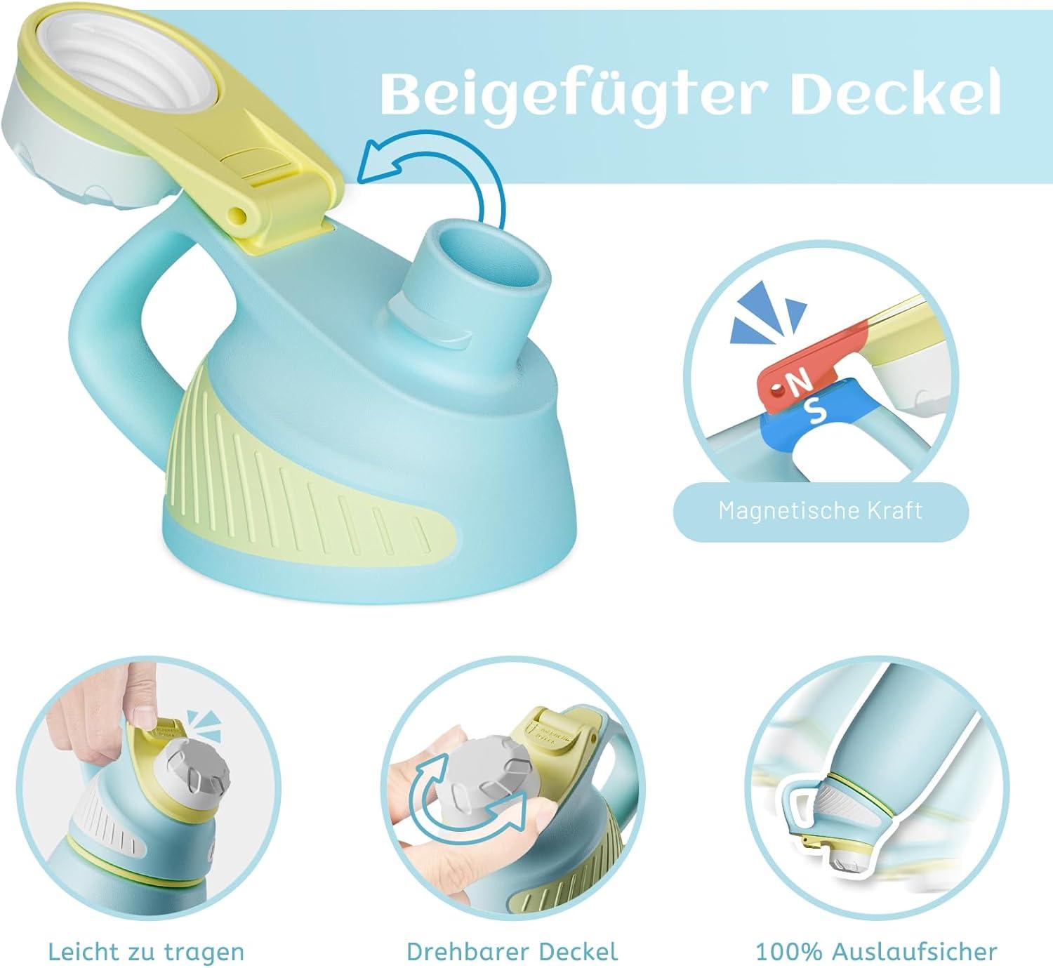 image:imageFjbottle Gourde Isotherme avec Couvercle Magntique 400ml600ml800ml1L15L Bouteille Isotherme tanche sans BPA Gourde Inox Bouche Standard Gourde Enfant pour Sport Gym VoyageBleu Ciel
