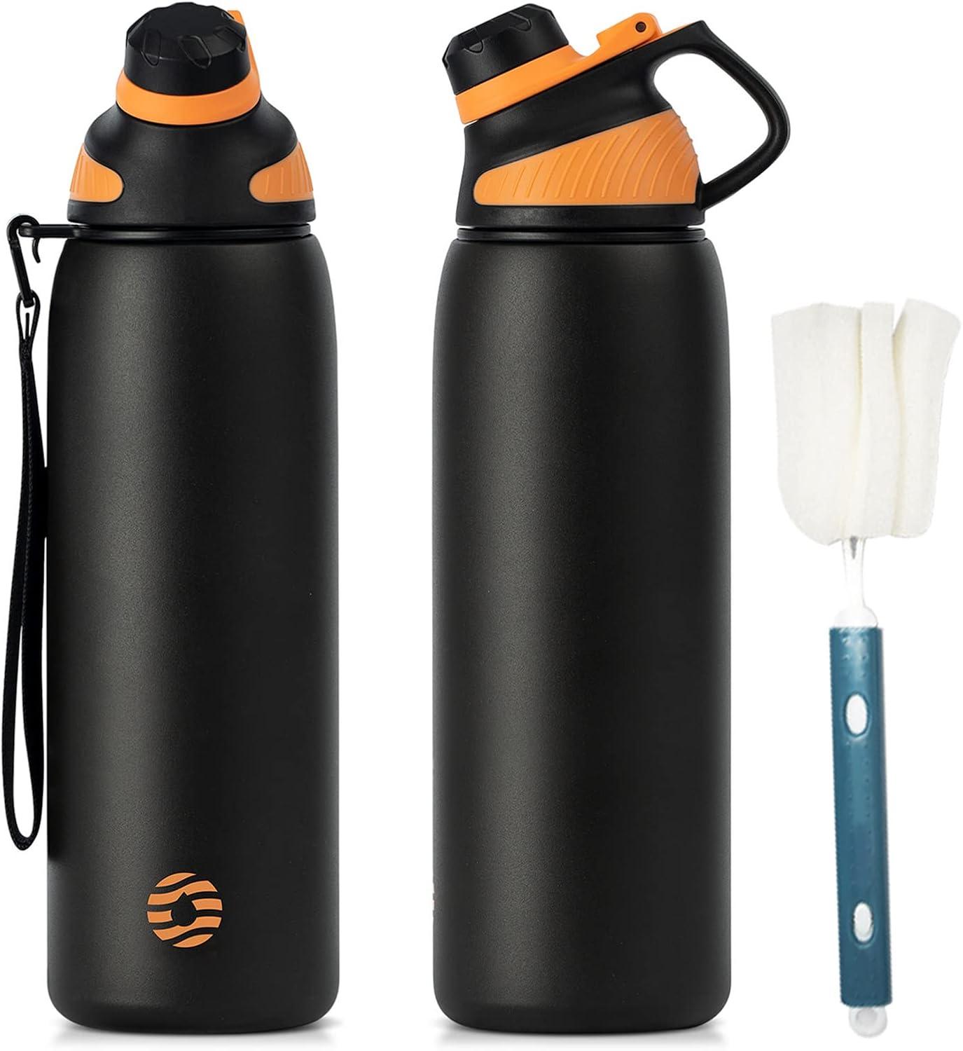 image:imageFjbottle Gourde Isotherme avec Couvercle Magntique 400ml600ml800ml1L15L Bouteille Isotherme tanche sans BPA Gourde Inox Bouche Standard Gourde Enfant pour Sport Gym VoyageNoir