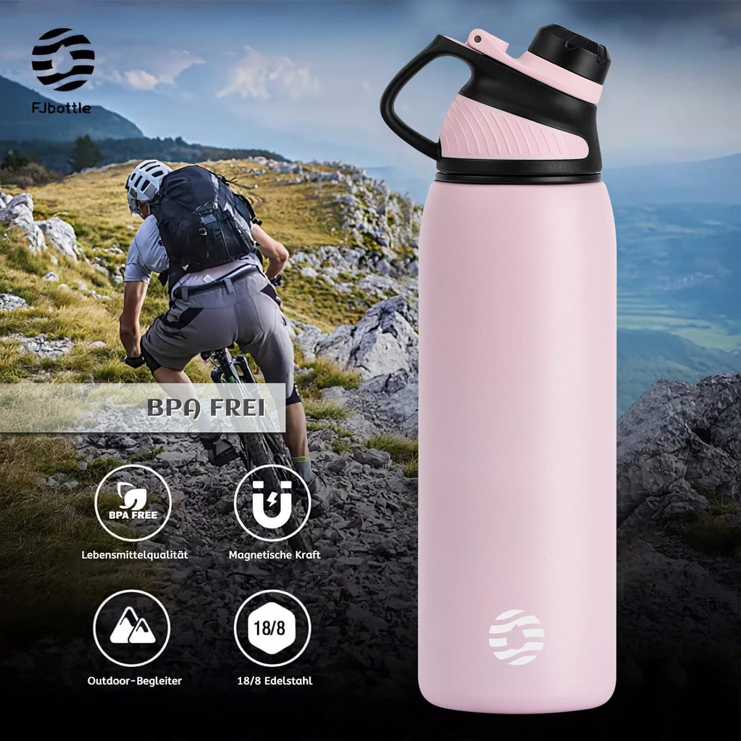 image:imageFjbottle Gourde Isotherme avec Couvercle Magntique 400ml600ml800ml1L15L Bouteille Isotherme tanche sans BPA Gourde Inox Bouche Standard Gourde Enfant pour Sport Gym VoyageRose