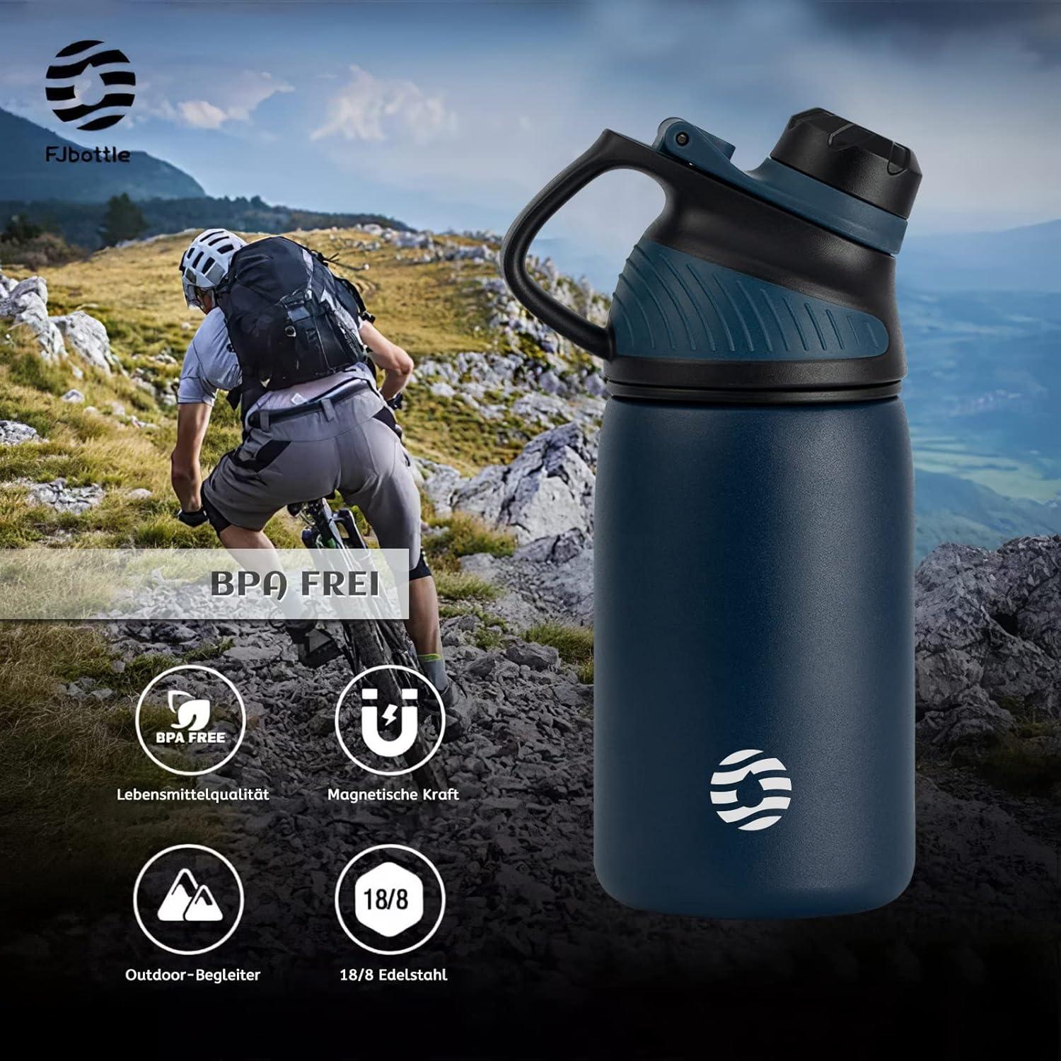 image:imageFjbottle Gourde Isotherme avec Couvercle Magntique 400ml600ml800ml1L15L Bouteille Isotherme tanche sans BPA Gourde Inox Bouche Standard Gourde Enfant pour Sport Gym VoyageBleu