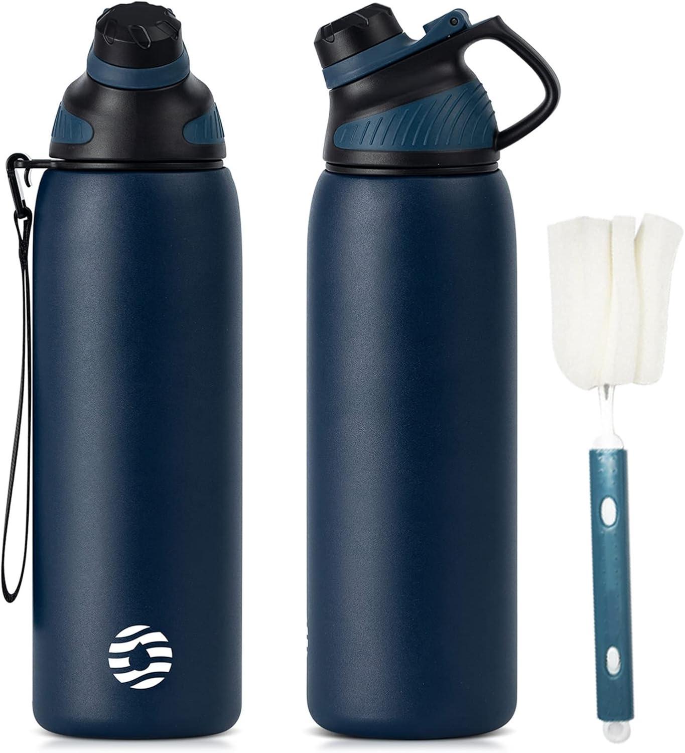 image:imageFjbottle Gourde Isotherme avec Couvercle Magntique 400ml600ml800ml1L15L Bouteille Isotherme tanche sans BPA Gourde Inox Bouche Standard Gourde Enfant pour Sport Gym VoyageBleu