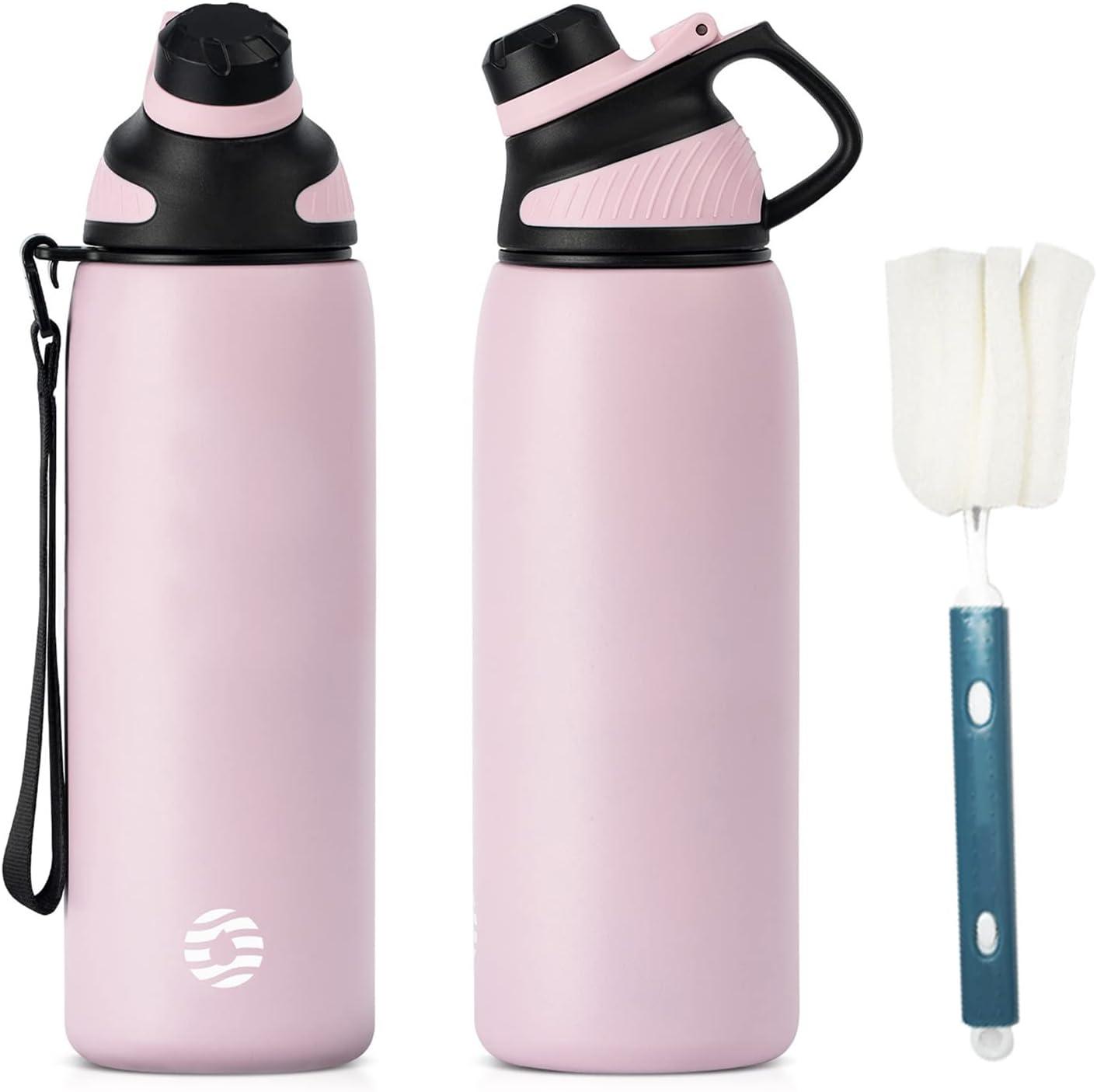 image:imageFjbottle Gourde Isotherme avec Couvercle Magntique 400ml600ml800ml1L15L Bouteille Isotherme tanche sans BPA Gourde Inox Bouche Standard Gourde Enfant pour Sport Gym VoyageRose