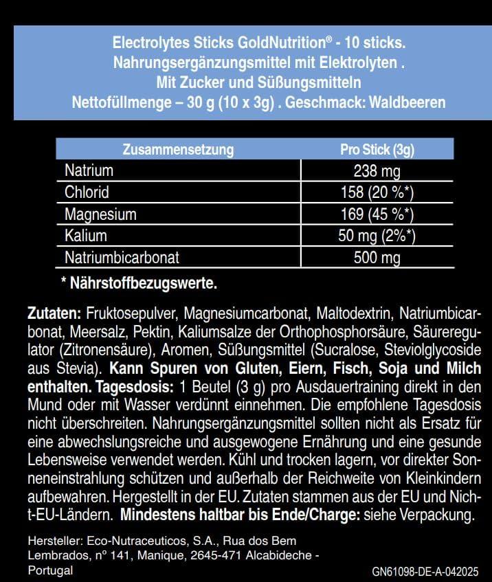 image:imageGOLDNUTRITION ELECTROLYTES wild berries 10sticks poudre en sachets pour une prparation simple tui de 10 sachetsdose idal pour ceux qui recherchent une prparation rapide et simple et est con
