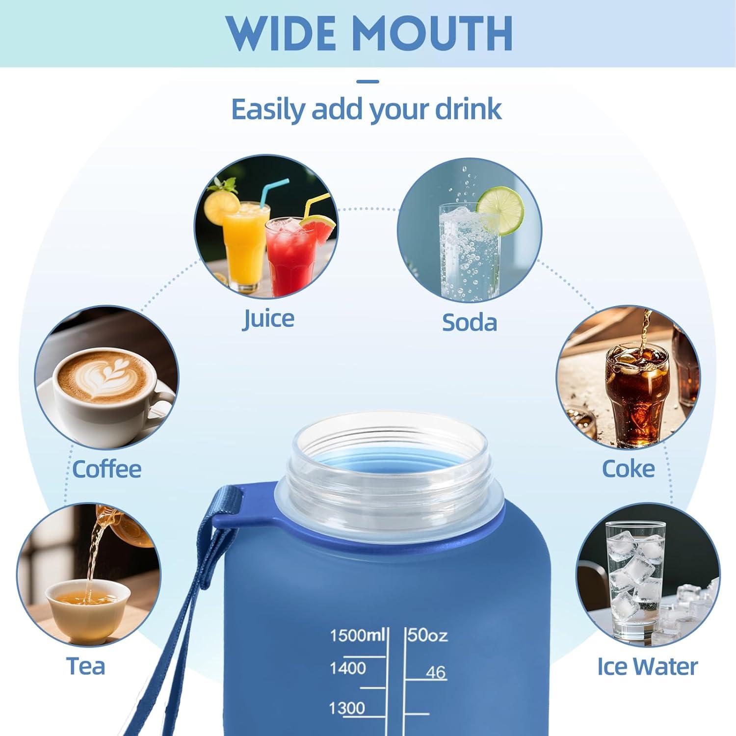 image:imageGourde 1l AntiFuite Gourde Sport avec Paille Bouteille avec Marqueur de Temps Bouteille deau Rutilisable pour Fitness Yoga Sport Camping Gym Travail JauneRoseBleuvert