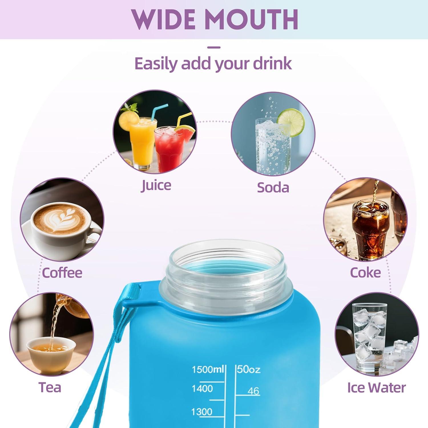 image:imageGourde 1l AntiFuite Gourde Sport avec Paille Bouteille avec Marqueur de Temps Bouteille deau Rutilisable pour Fitness Yoga Sport Camping Gym Travail JauneRoseBleuviolet