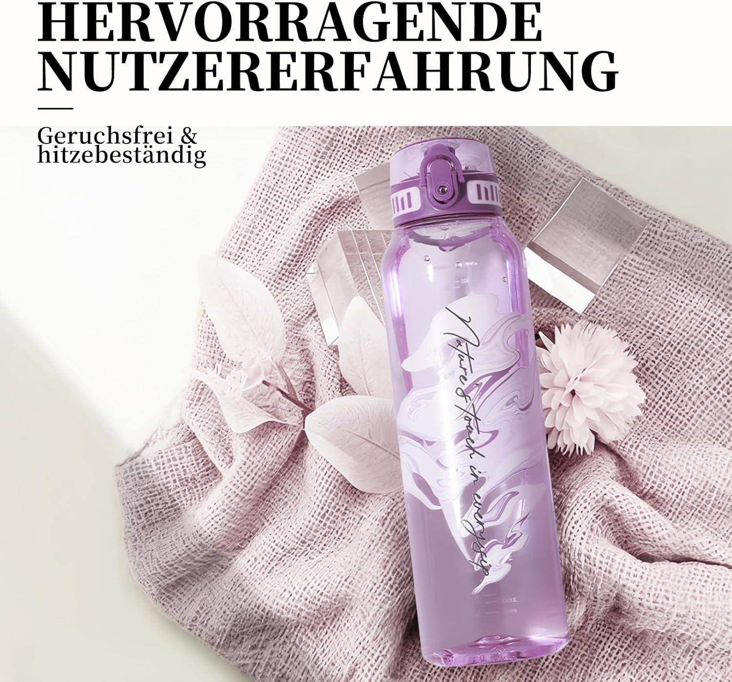 image:imageUZSPACE Gourde Sport 1L Gourde Adulte Transparente sans BPA avec Poigne tanche Bouteille deau Idal pour Fitness et Voyage Bleu ArdoiseImprim Artistique Violet