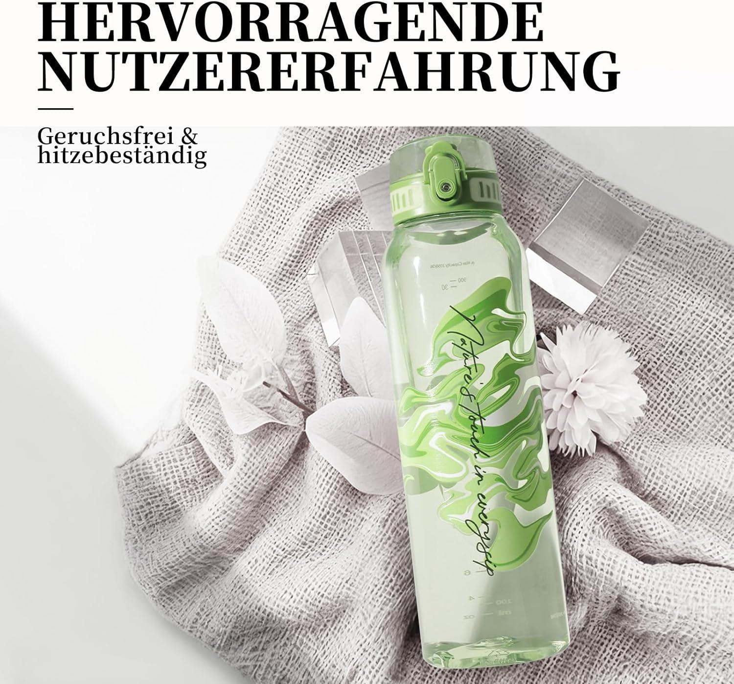 image:imageUZSPACE Gourde Sport 1L Gourde Adulte Transparente sans BPA avec Poigne tanche Bouteille deau Idal pour Fitness et Voyage Bleu ArdoiseImprim Artistique Citron Vert