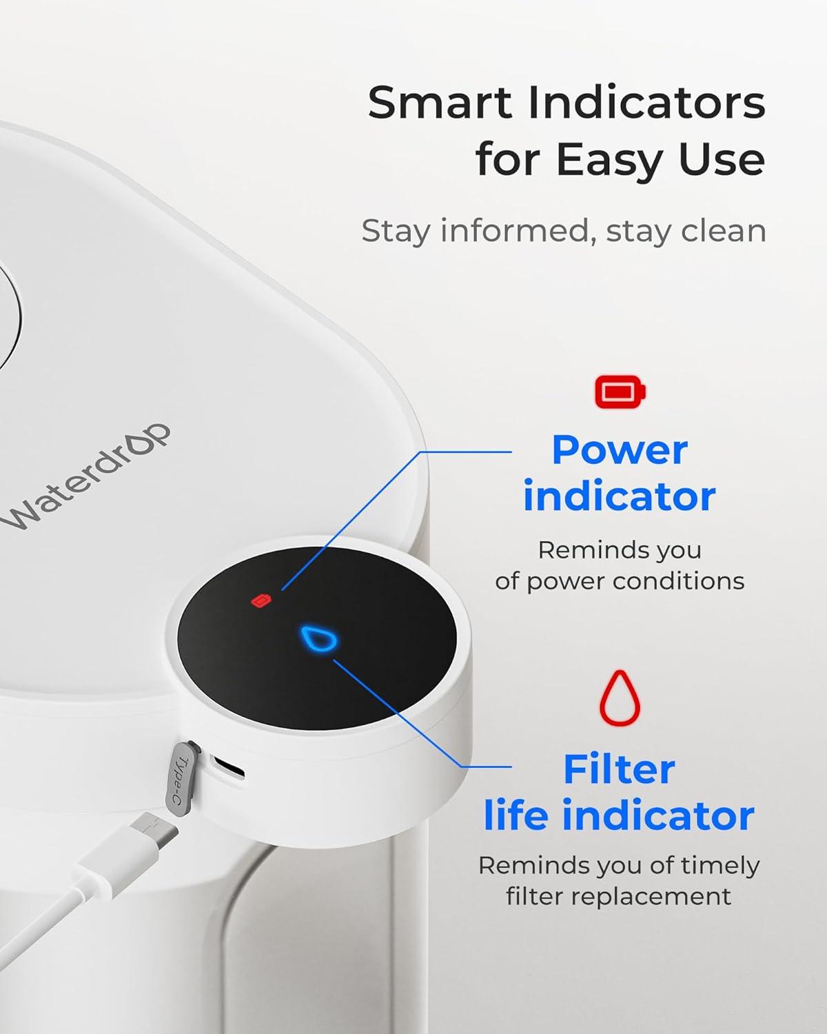 image:imageWaterdrop Filtre eau alcaline rechargeable 35 l carafe eau instantane lectrique instantane 6 niveaux eau alcaline saine minralise filtre eau portable ne rduit pas le TDS
