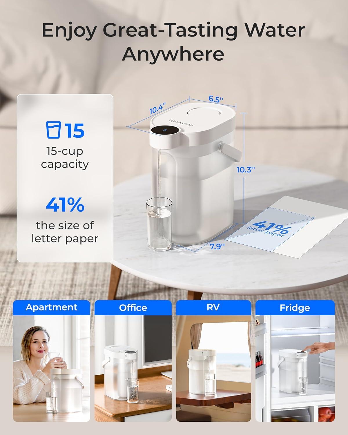 image:imageWaterdrop Filtre eau alcaline rechargeable 35 l carafe eau instantane lectrique instantane 6 niveaux eau alcaline saine minralise filtre eau portable ne rduit pas le TDS