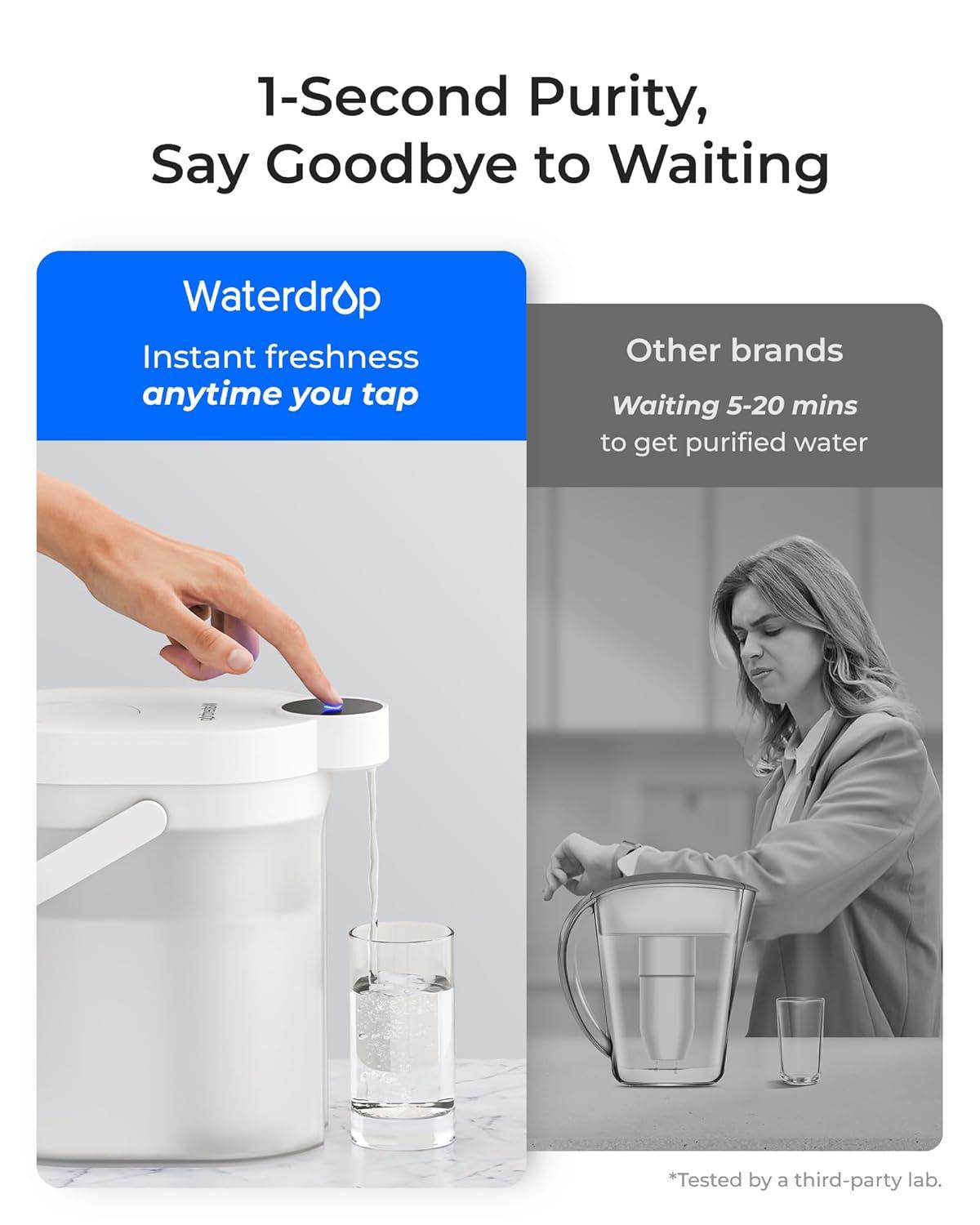 image:imageWaterdrop Filtre eau alcaline rechargeable 35 l carafe eau instantane lectrique instantane 6 niveaux eau alcaline saine minralise filtre eau portable ne rduit pas le TDS