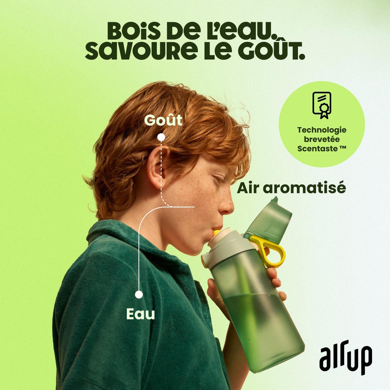 image:imageair up Gourde Click Squid Purple Pack de dmarrage avec 5 capsules de got Bouteille 600 ml sans sucre passe au lavevaisselle sans BPAVert
