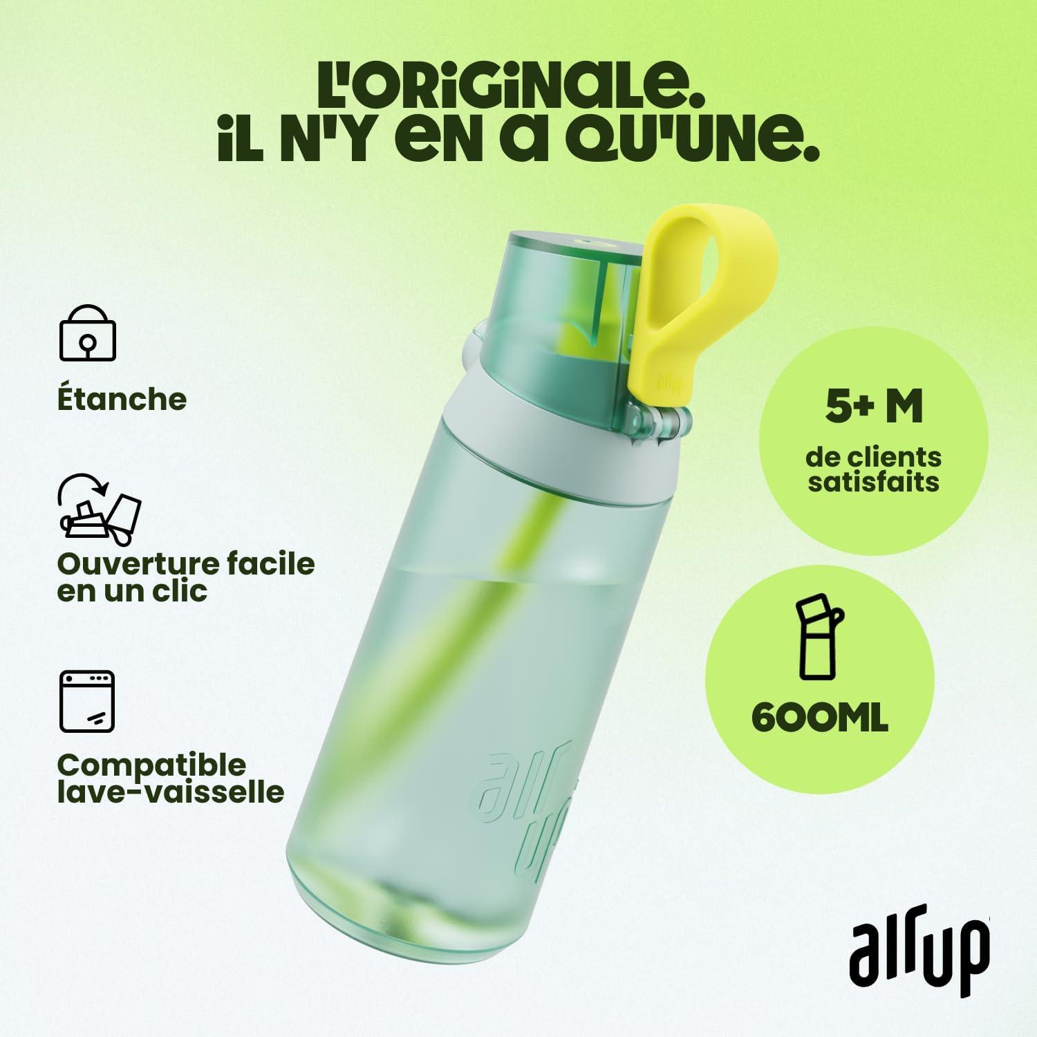 image:imageair up Gourde Click Squid Purple Pack de dmarrage avec 5 capsules de got Bouteille 600 ml sans sucre passe au lavevaisselle sans BPAVert