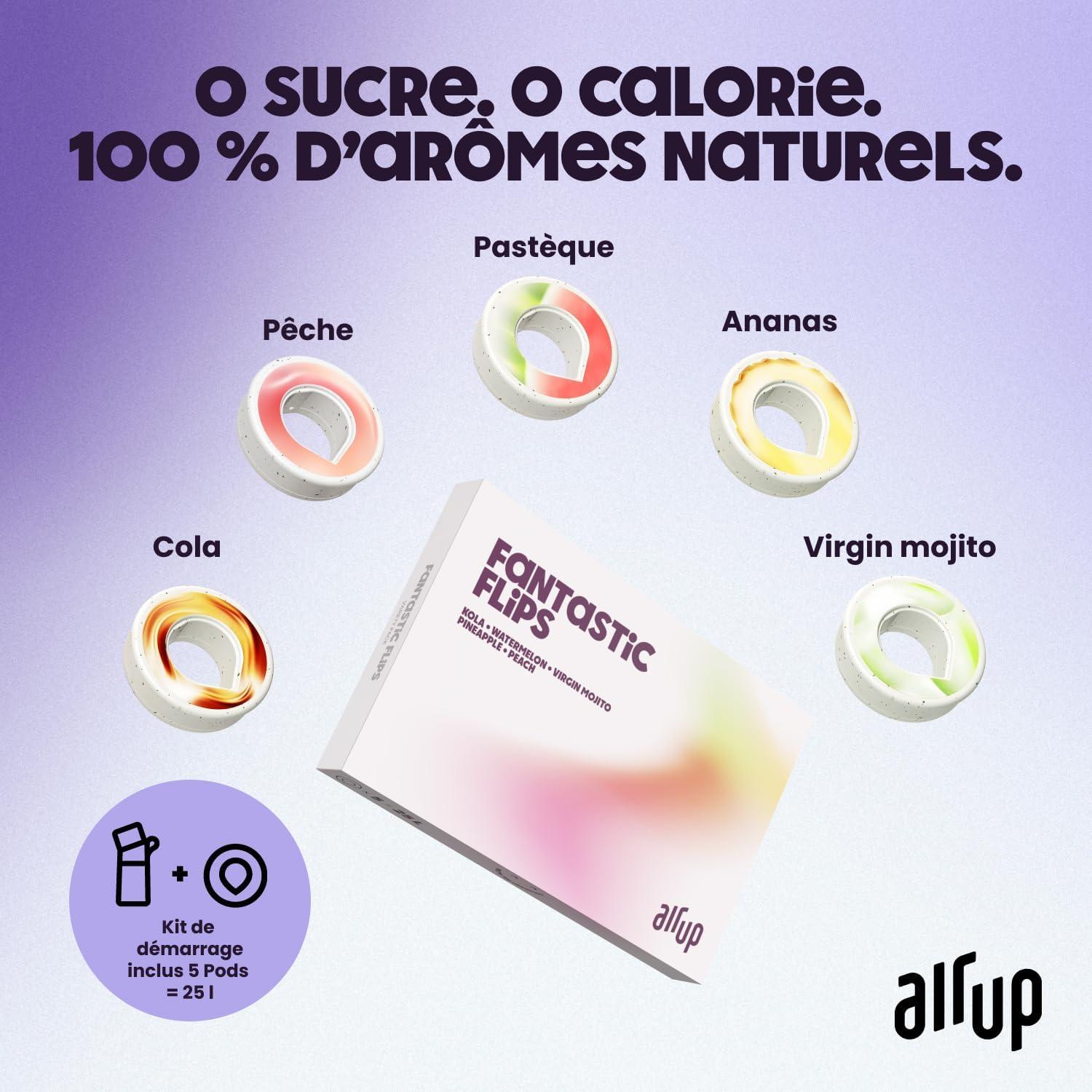 image:imageair up Gourde Click Squid Purple Pack de dmarrage avec 5 capsules de got Bouteille 600 ml sans sucre passe au lavevaisselle sans BPAViolet