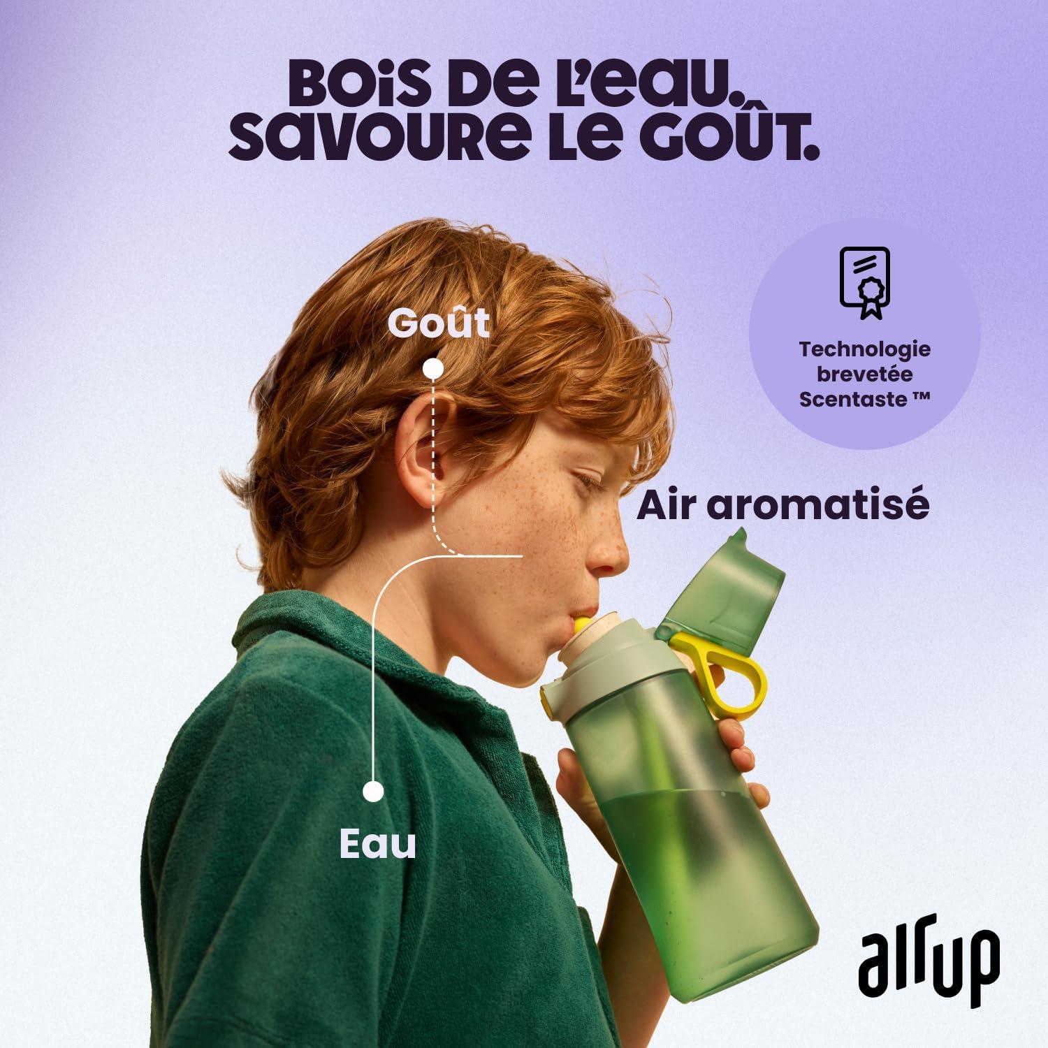 image:imageair up Gourde Click Squid Purple Pack de dmarrage avec 5 capsules de got Bouteille 600 ml sans sucre passe au lavevaisselle sans BPAViolet